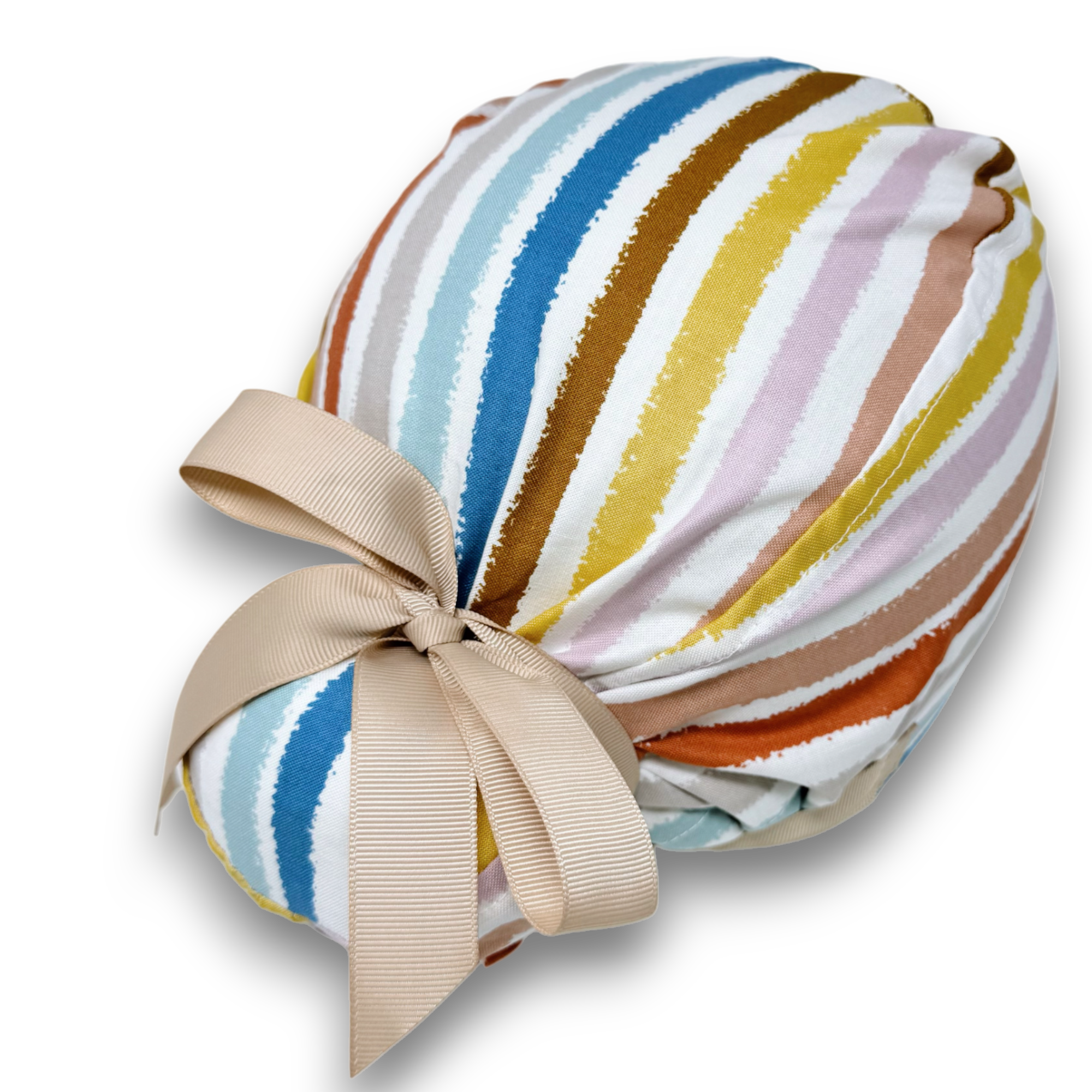 Retro Stripes Euro scrub cap with ties for Women by Paradise Caps. Euro PLUS style.