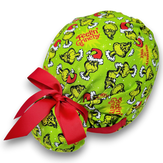 Christmas Euro scrub cap with ties for Women by Paradise Caps. Euro PLUS style.