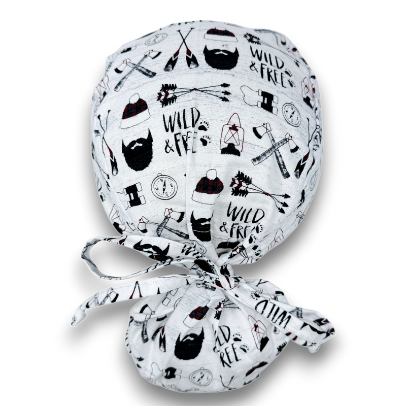 Wild & Free ponytail scrub cap for women, satin-lined option — Paradise Caps
