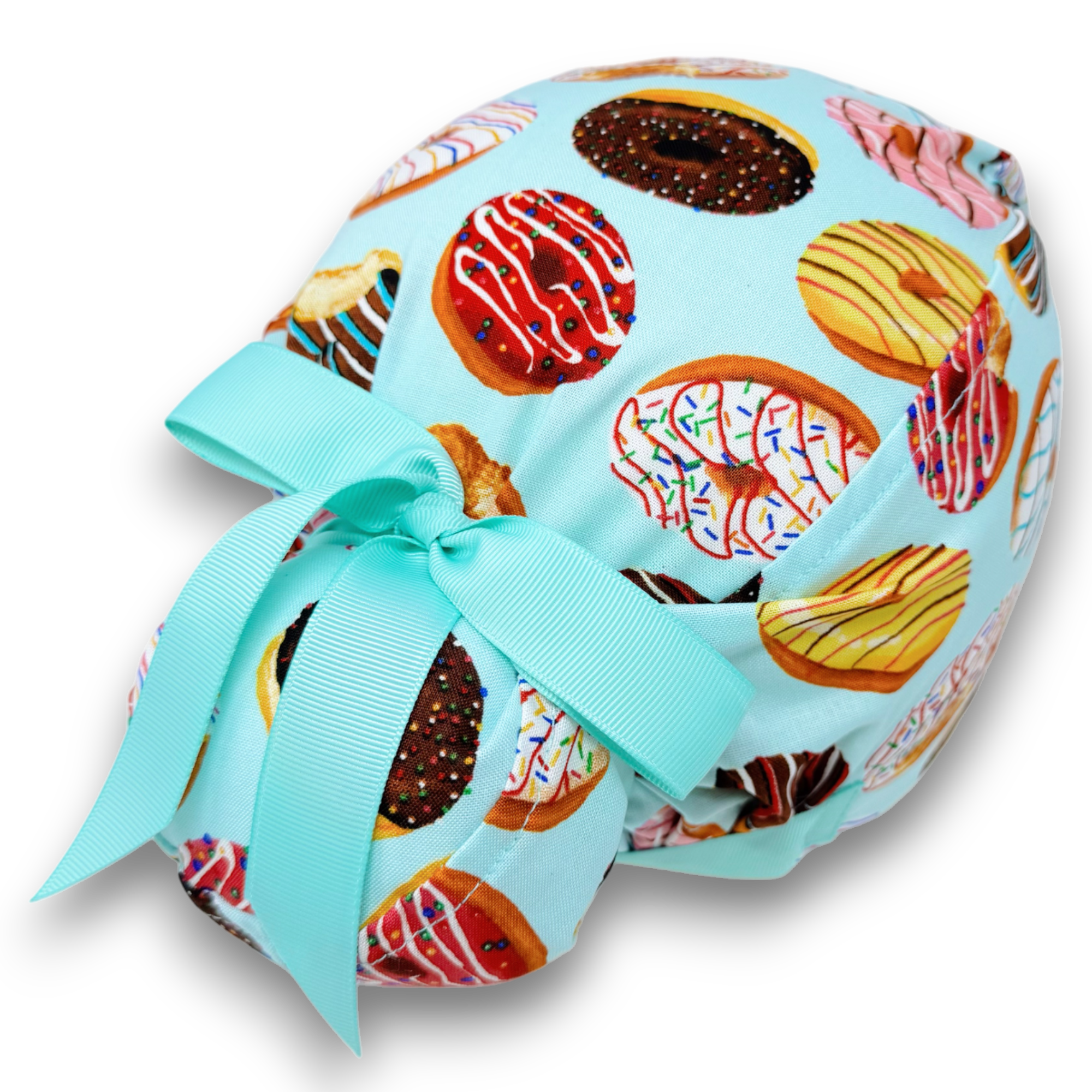 Donut Euro scrub cap with ties for Women by Paradise Caps. Euro PLUS style.