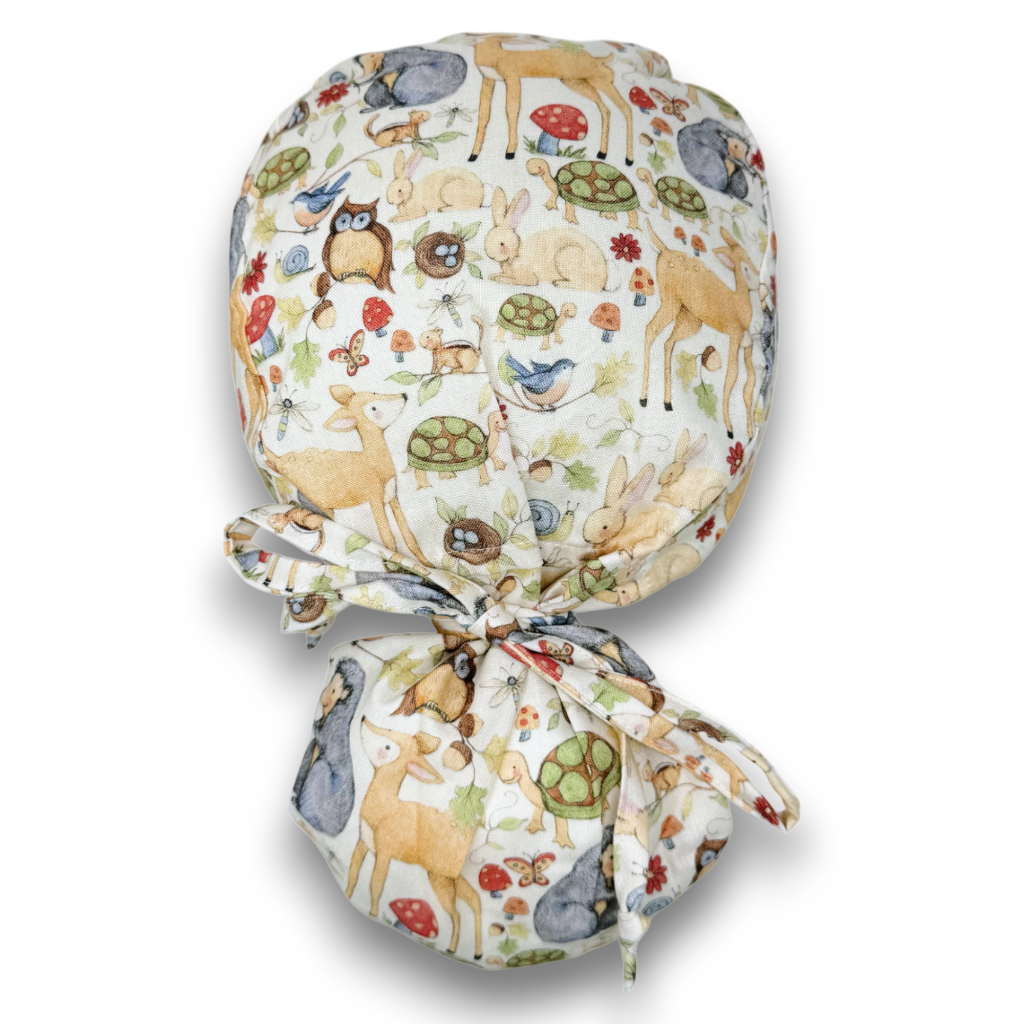 Woodland Ponytail scrub cap for women with satin lined option by Paradise Caps.