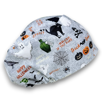 Spooky Night Euro Scrub Cap for Women with Satin Lined Option by Paradise Caps.
