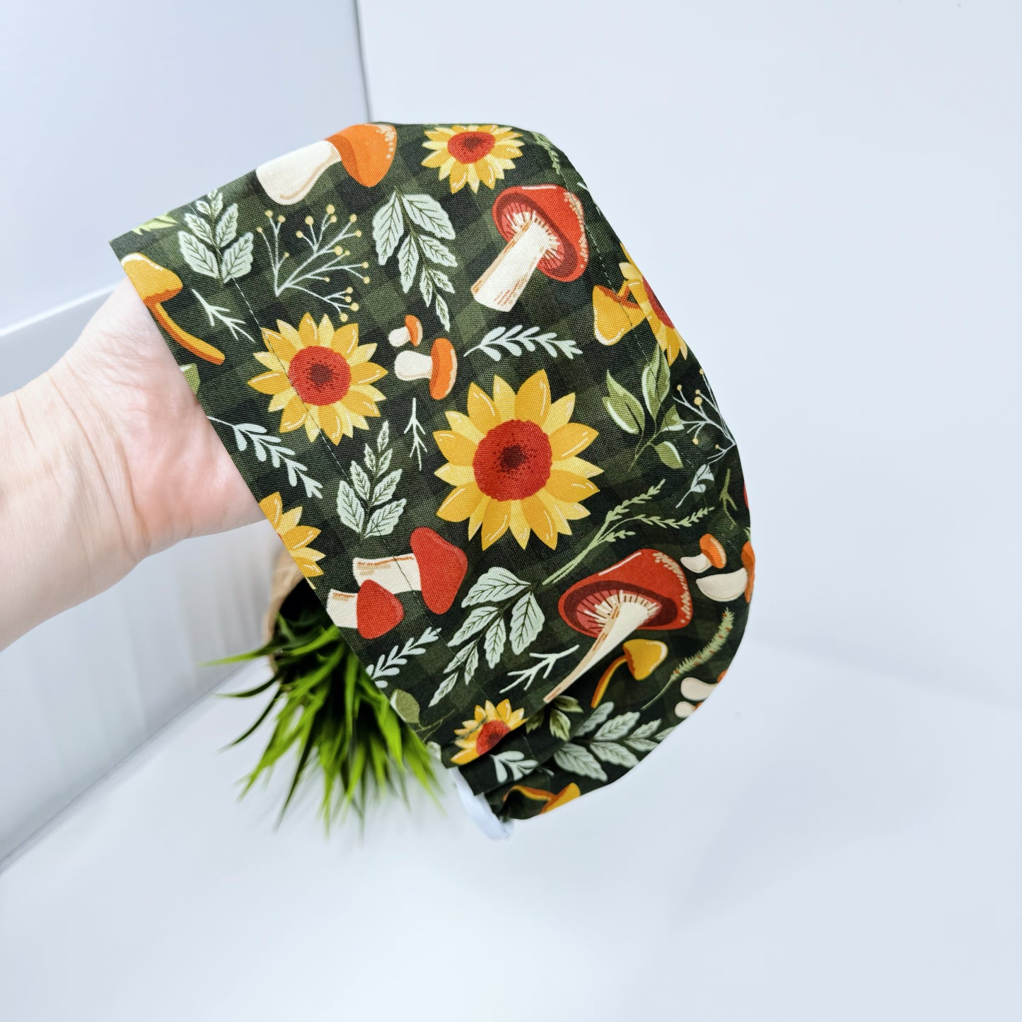 Fall flowers Euro Scrub Cap for Women, Surgical cap Satin Lined Option