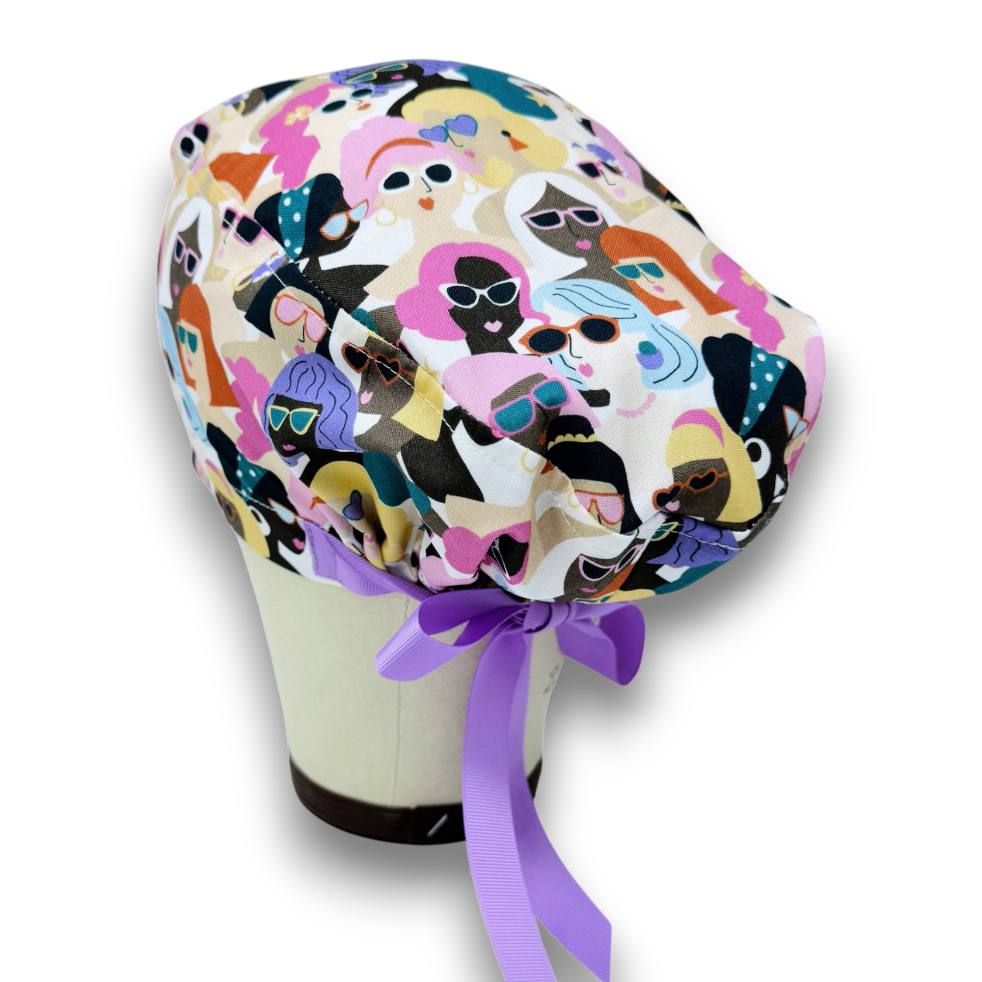 Women Euro scrub cap with ties by Paradise Caps. Euro PLUS style.