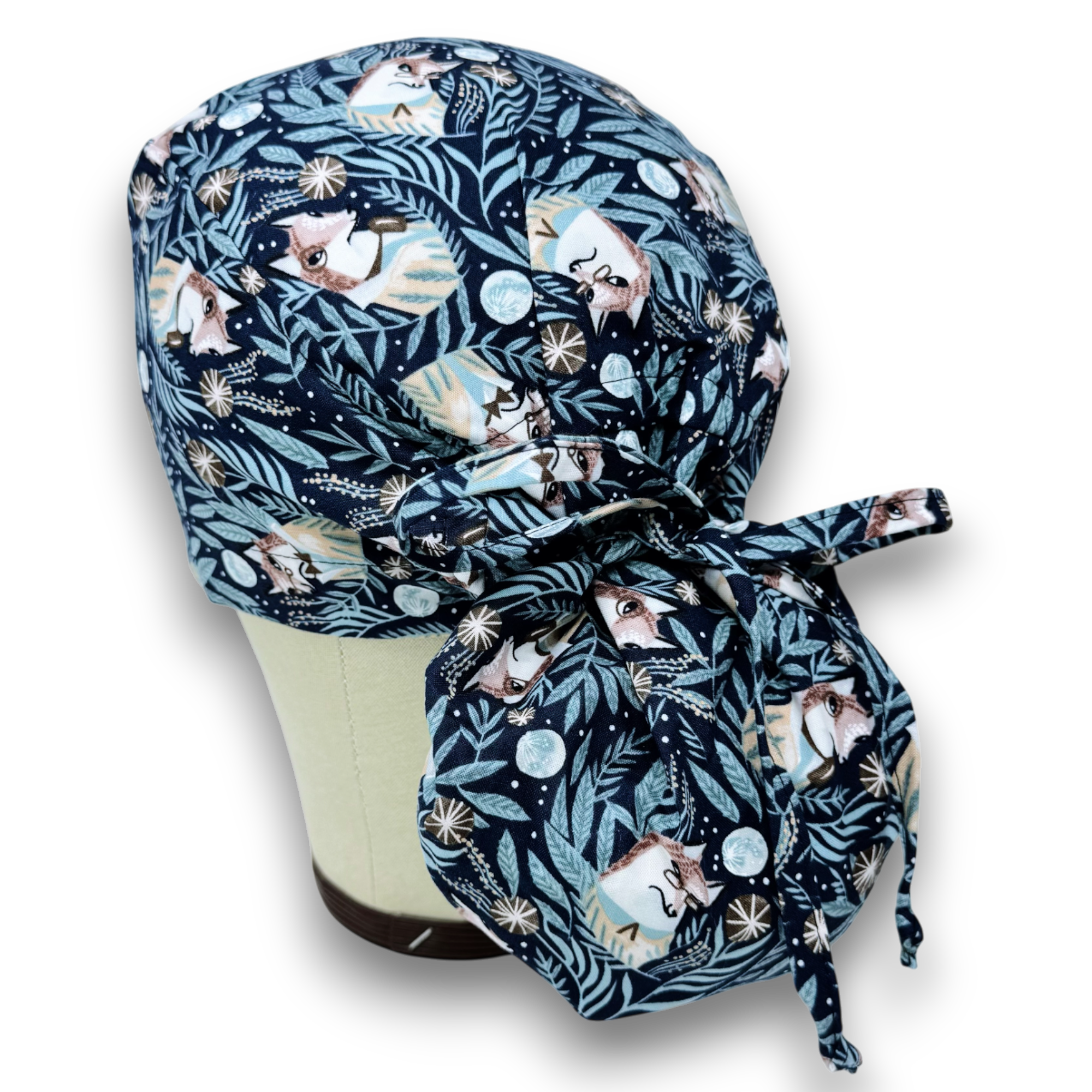 Fox Ponytail scrub cap for women with satin lined option by Paradise Caps.