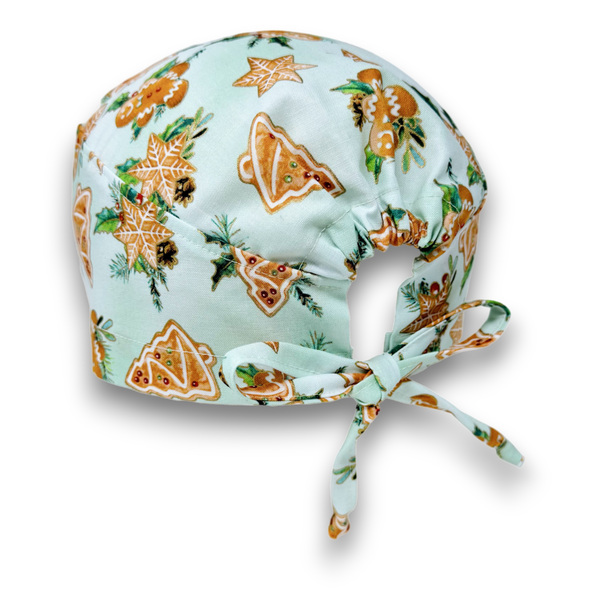 Gingerbread Skull tie-back style surgical scrub cap for men by Paradise Caps.