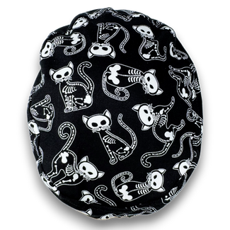 Skeleton Cats Euro Scrub Cap for Women with Satin Lined Option by Paradise Caps.