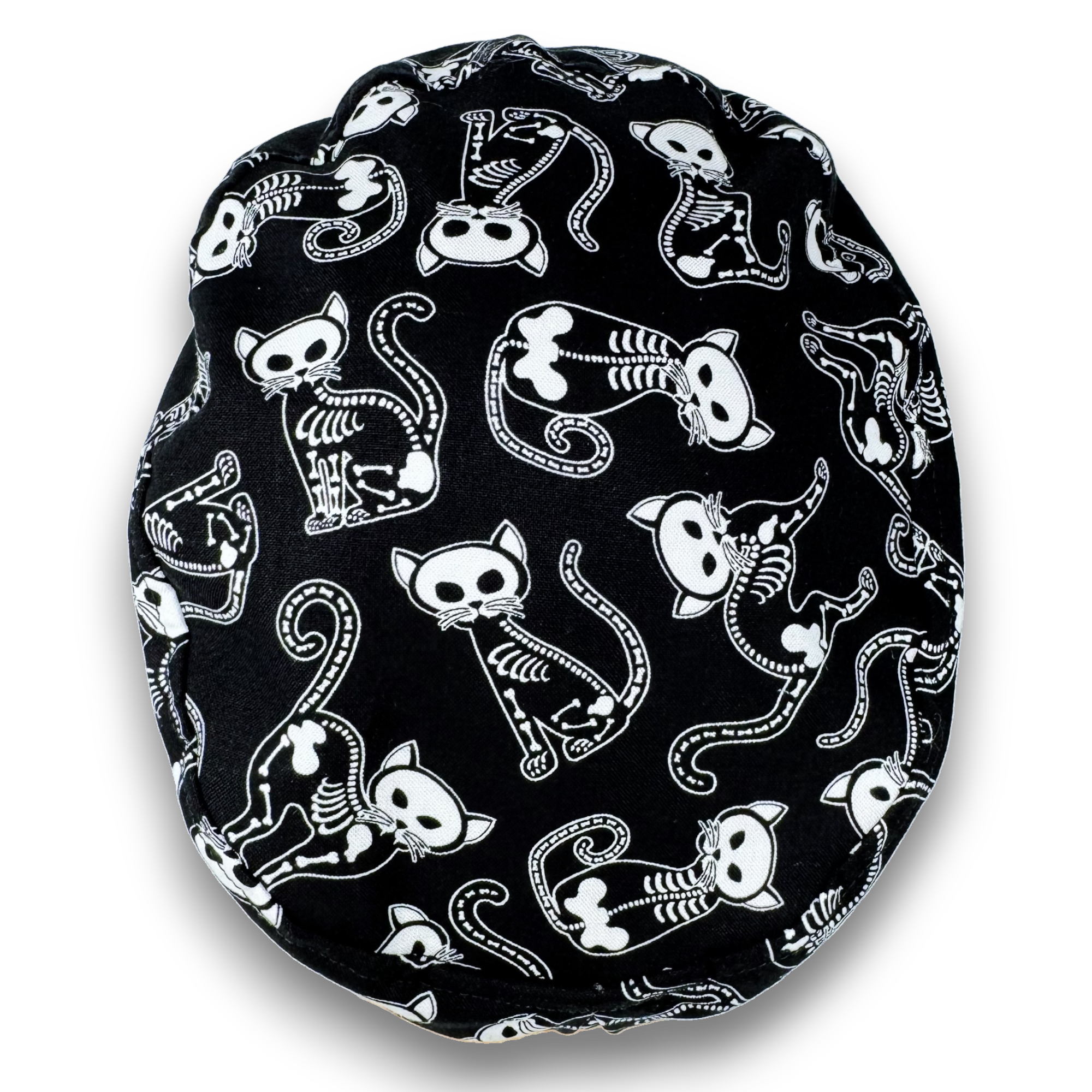 Skeleton Cats Euro Scrub Cap for Women with Satin Lined Option by Paradise Caps.