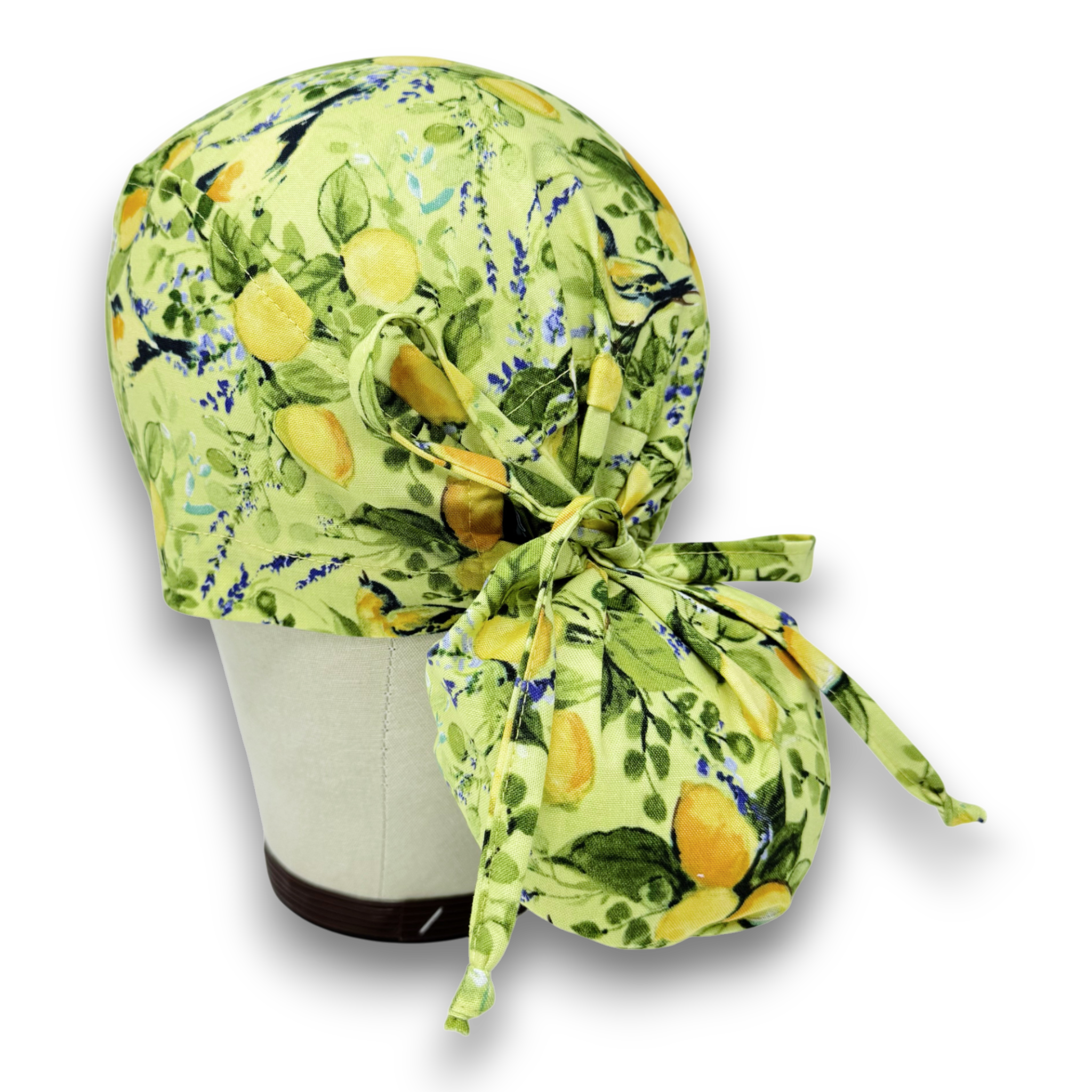 Lemon Ponytail scrub cap for women with satin lined option by Paradise Caps.
