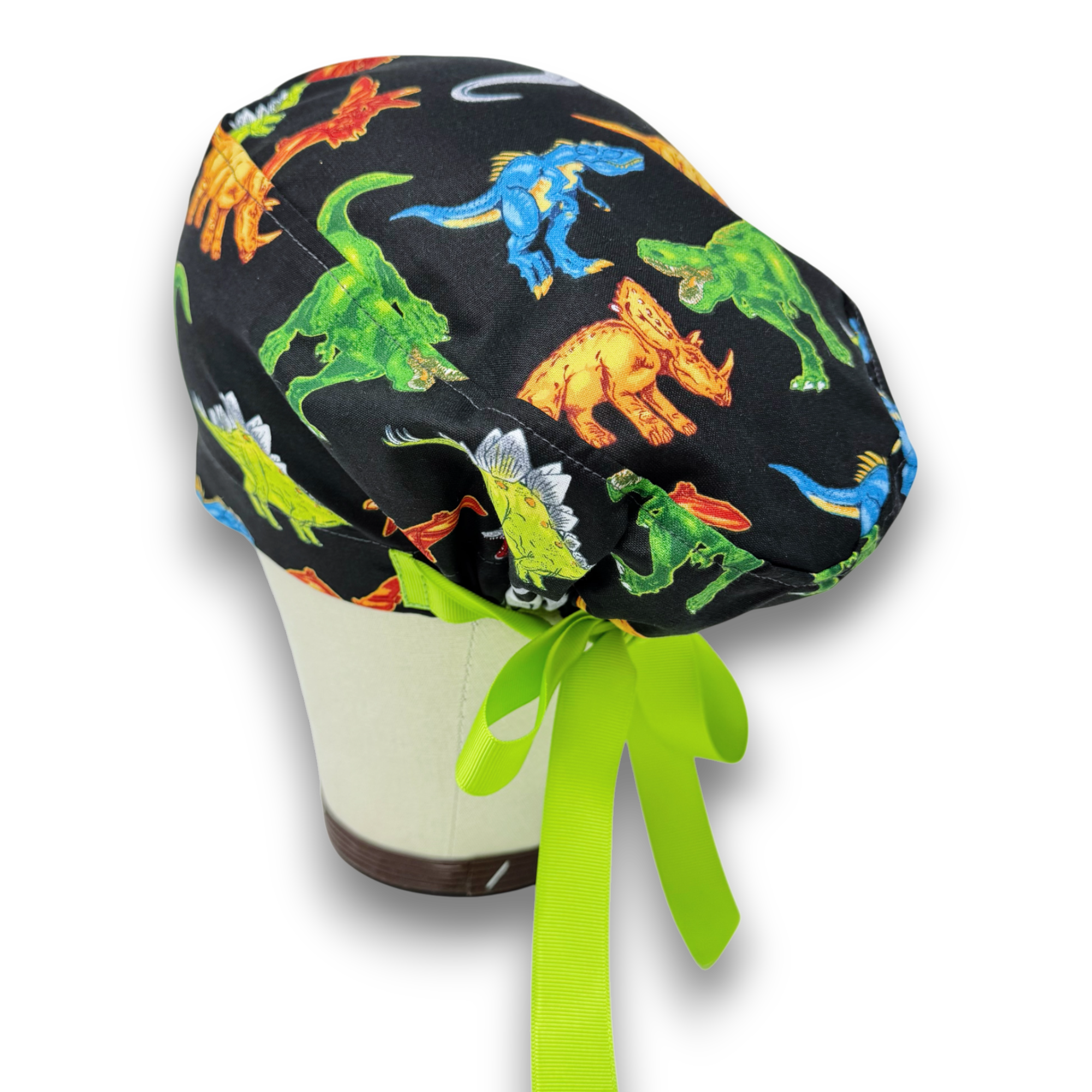Dinosaur Euro scrub cap with ties for Women by Paradise Caps. Euro PLUS style.