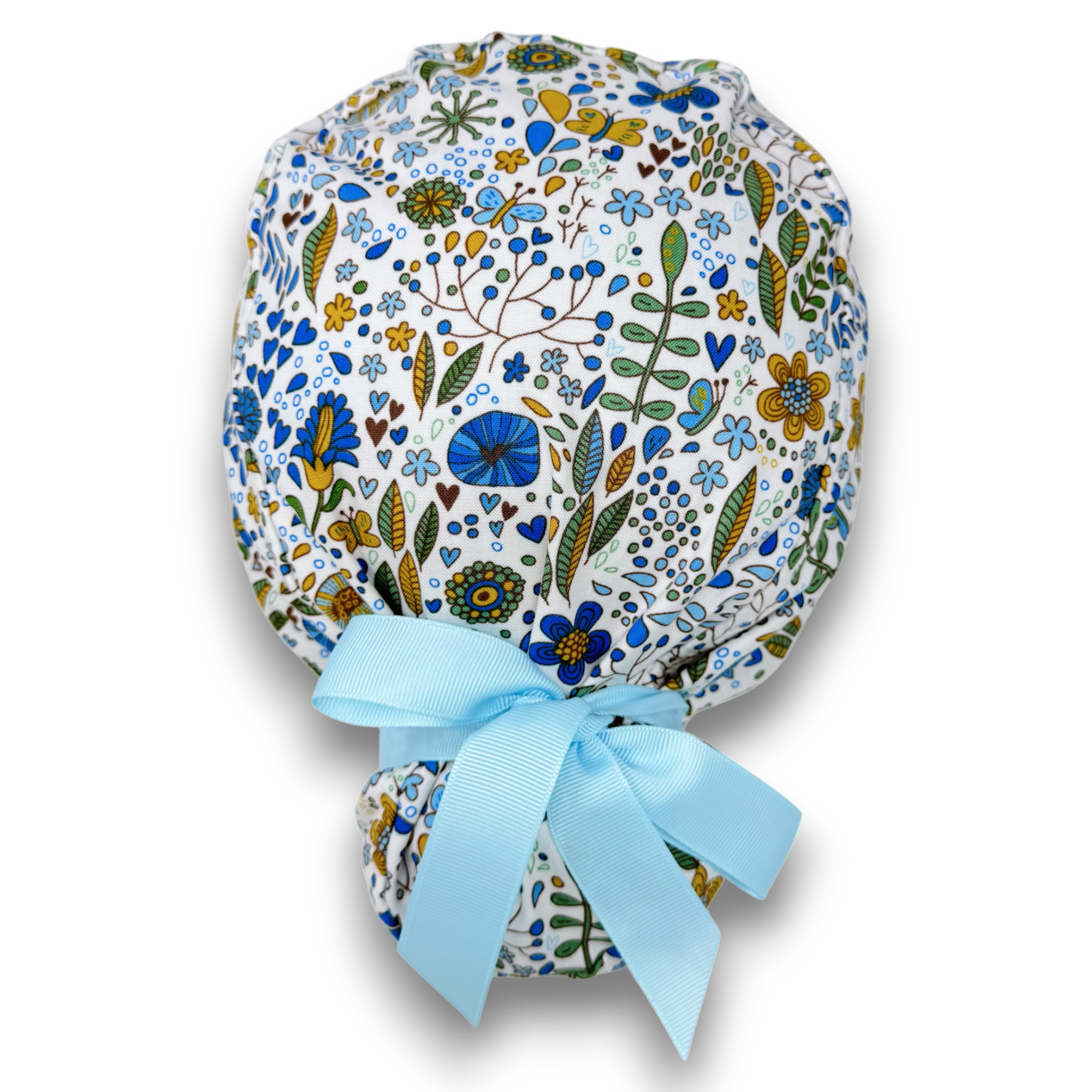Wild flower  Euro scrub cap with ties for Women by Paradise Caps. Euro PLUS style.
