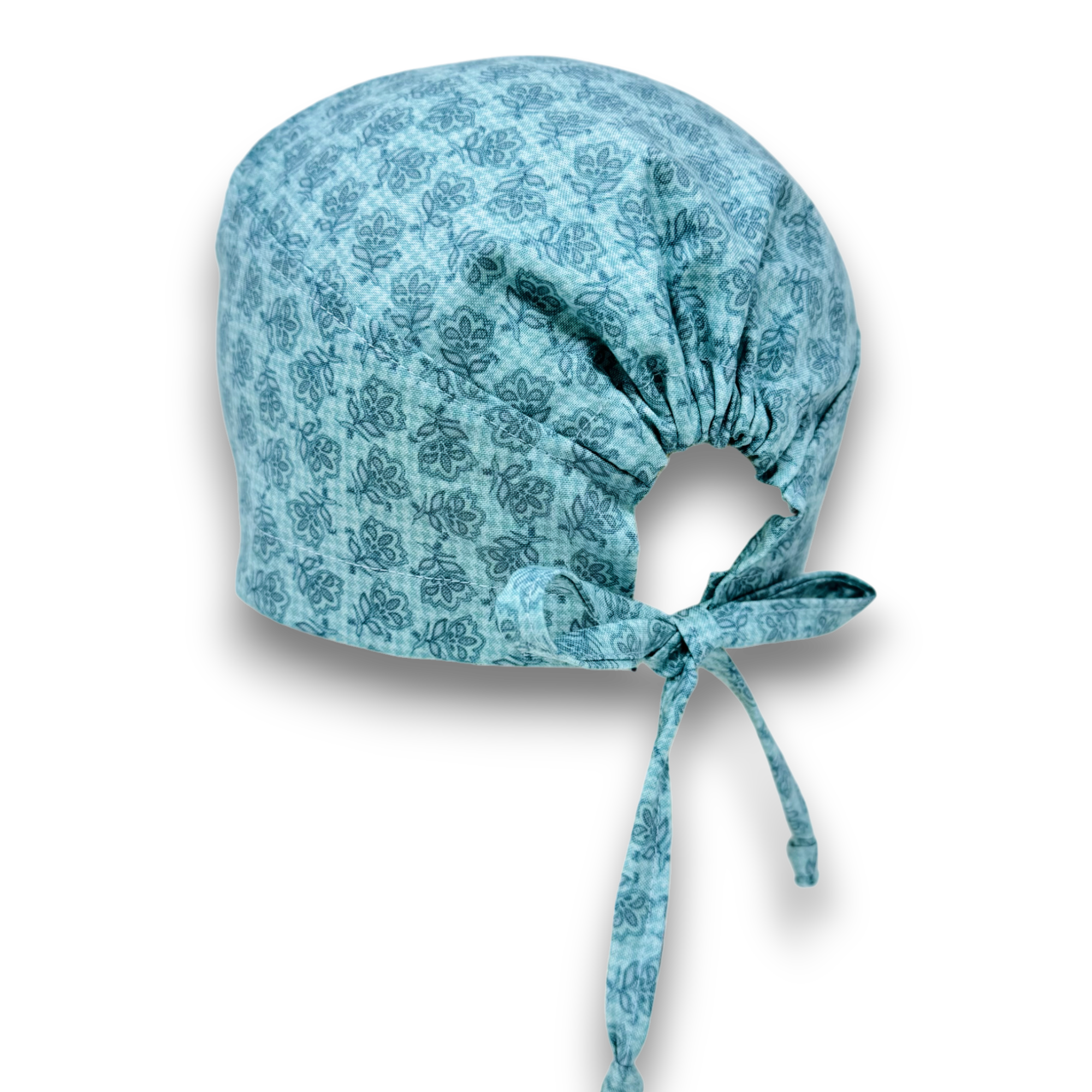 Floral Skull tie-back style surgical scrub cap for men by Paradise Caps. Success