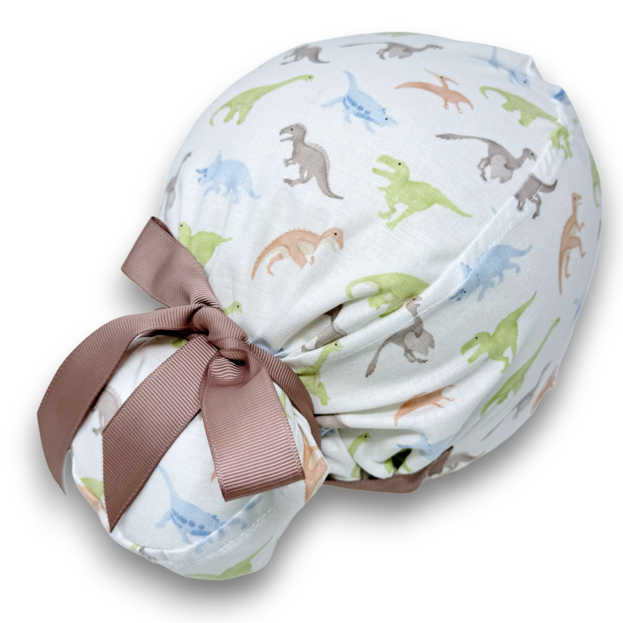 Dino Euro scrub cap with ties for Women by Paradise Caps. Euro PLUS style.