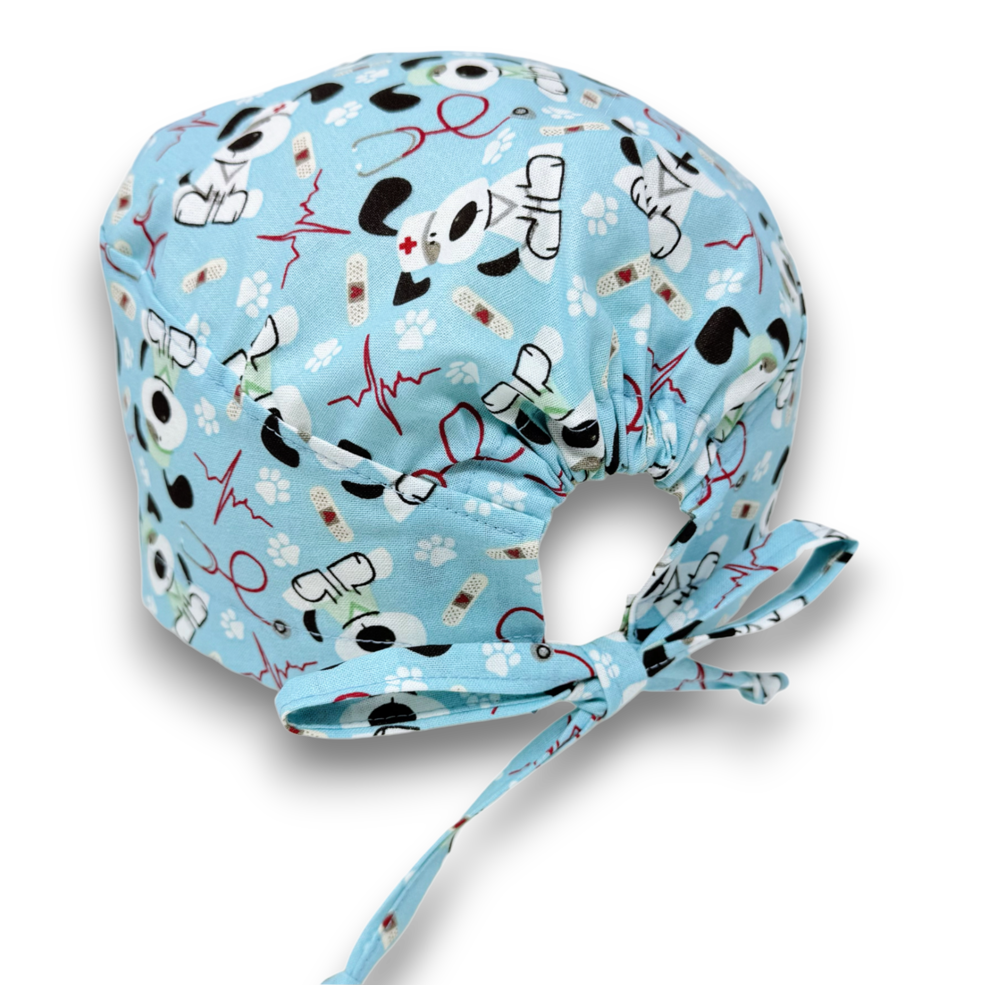 Dog Skull tie-back style surgical scrub cap by Paradise Caps.