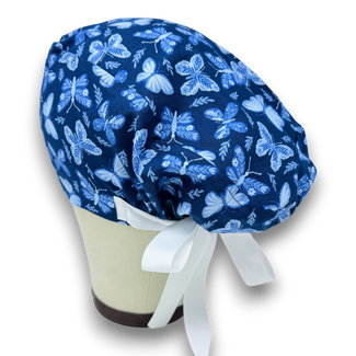 Butterfly Euro scrub cap with ties for Women by Paradise Caps. Euro PLUS style.