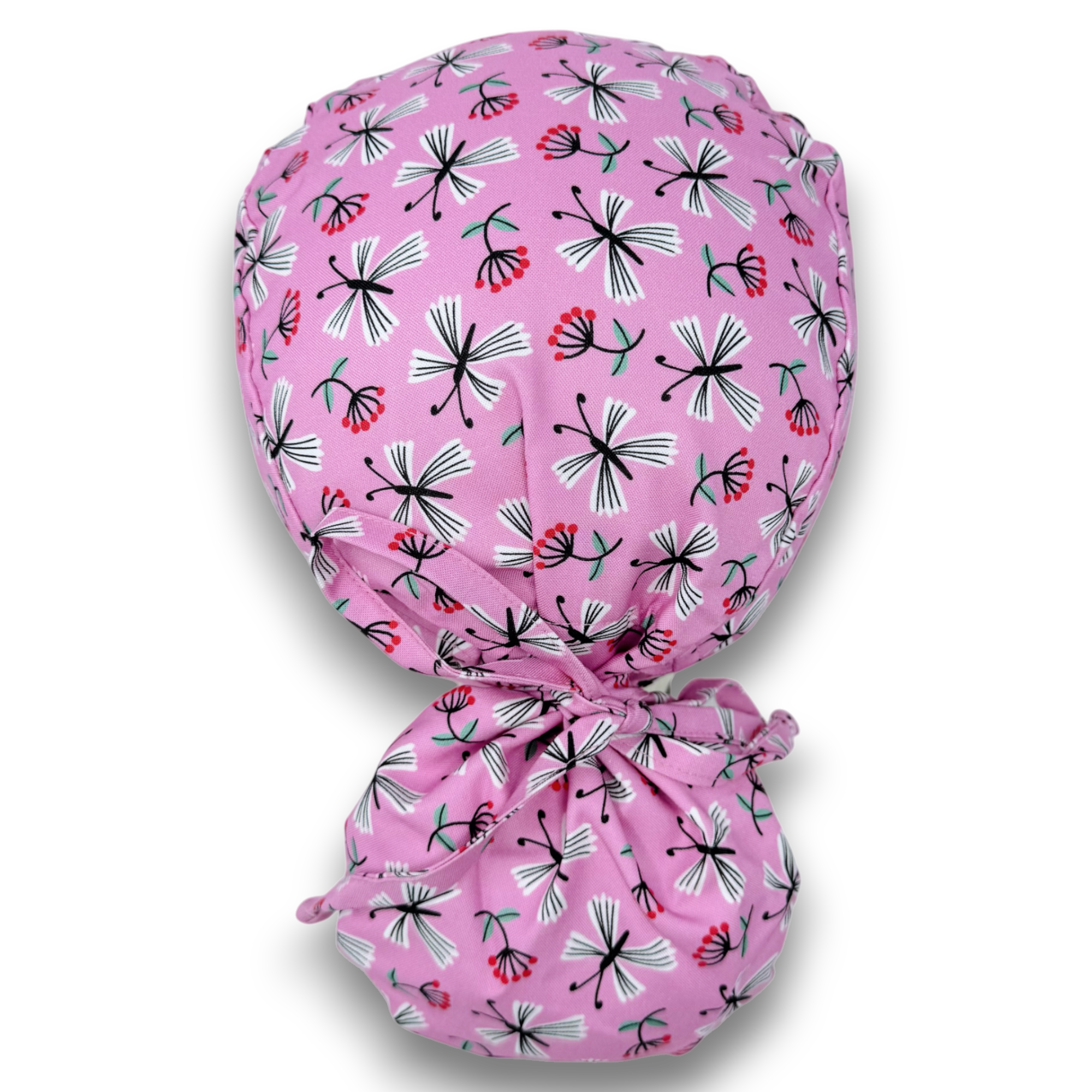Charmingly Cheerful Ponytail scrub cap for women with satin lined option by Paradise Caps.