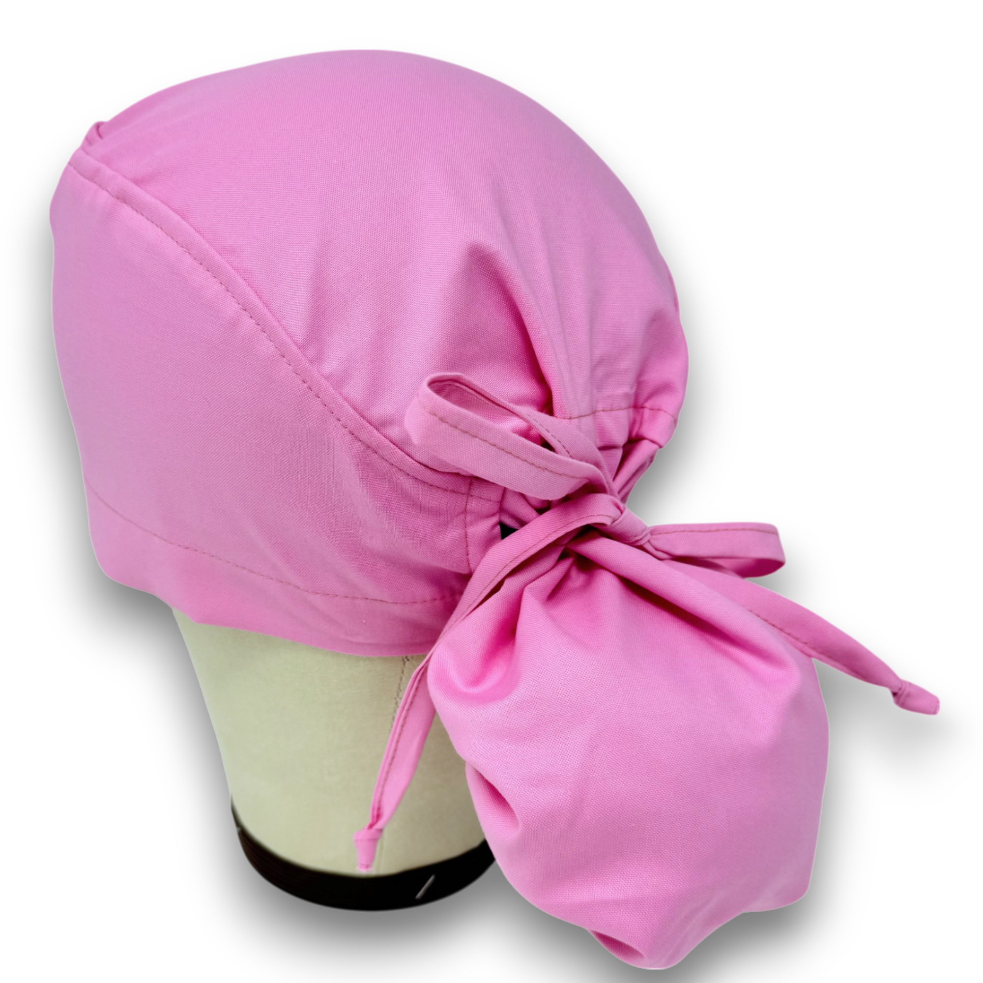 Solid Pink ponytail Ponytail scrub cap for women with satin lined option by Paradise Caps.