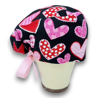 Valentine's day  Euro scrub cap with ties for Women by Paradise Caps. Euro PLUS style.