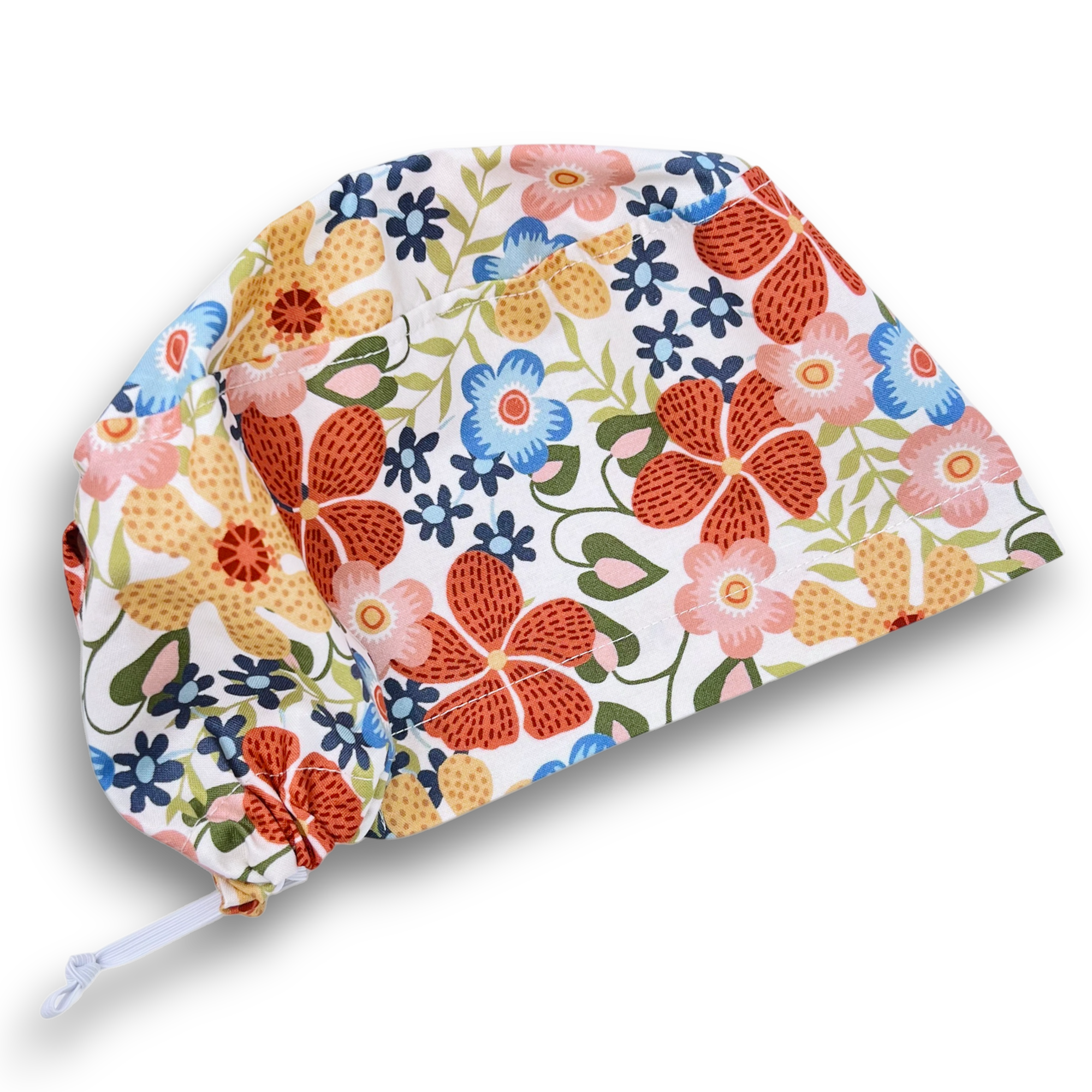Retro Floral Euro Scrub Cap for Women with Satin Lined Option by Paradise Caps.