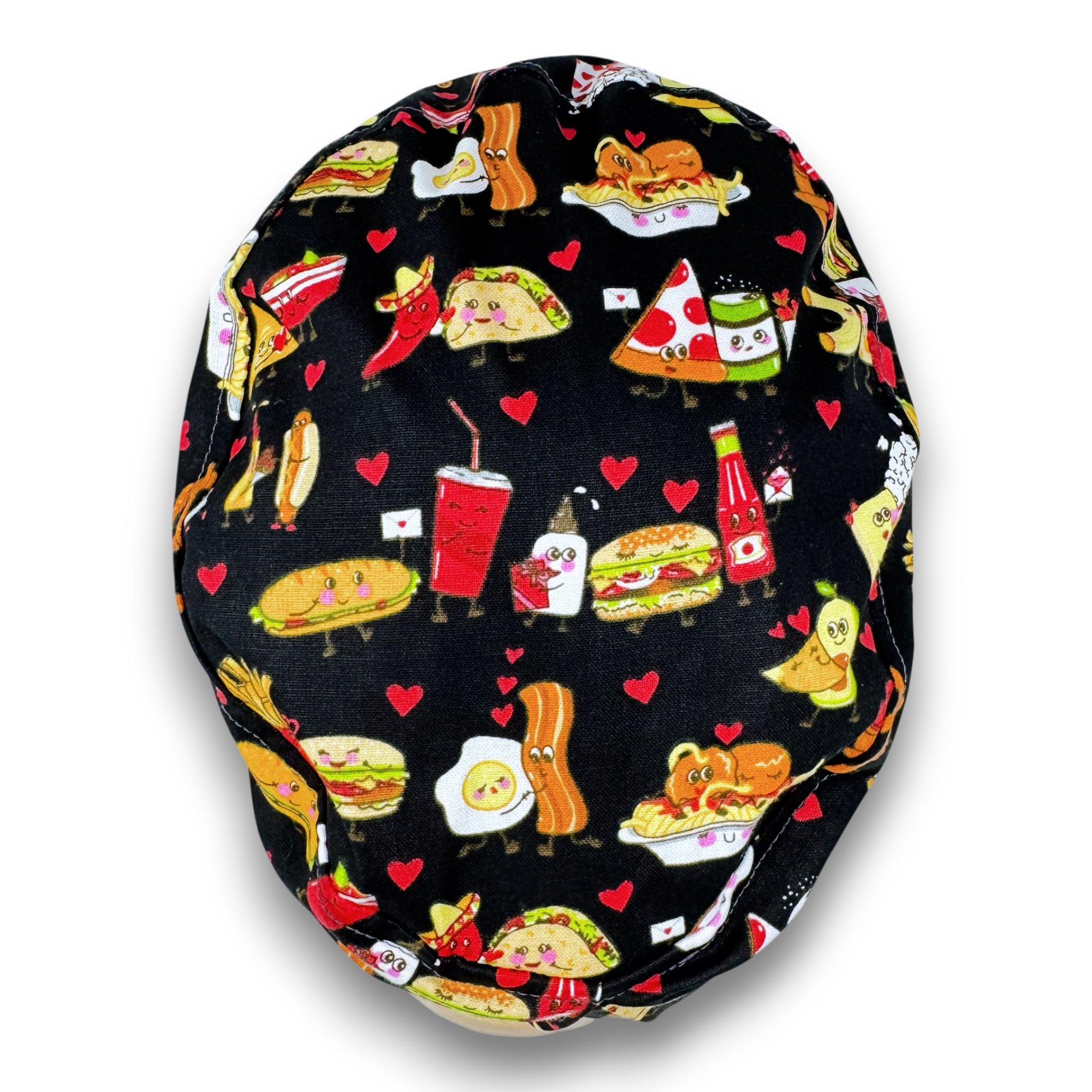 Food with Love Euro Scrub Cap for Women with Satin Lined Option by Paradise Caps.