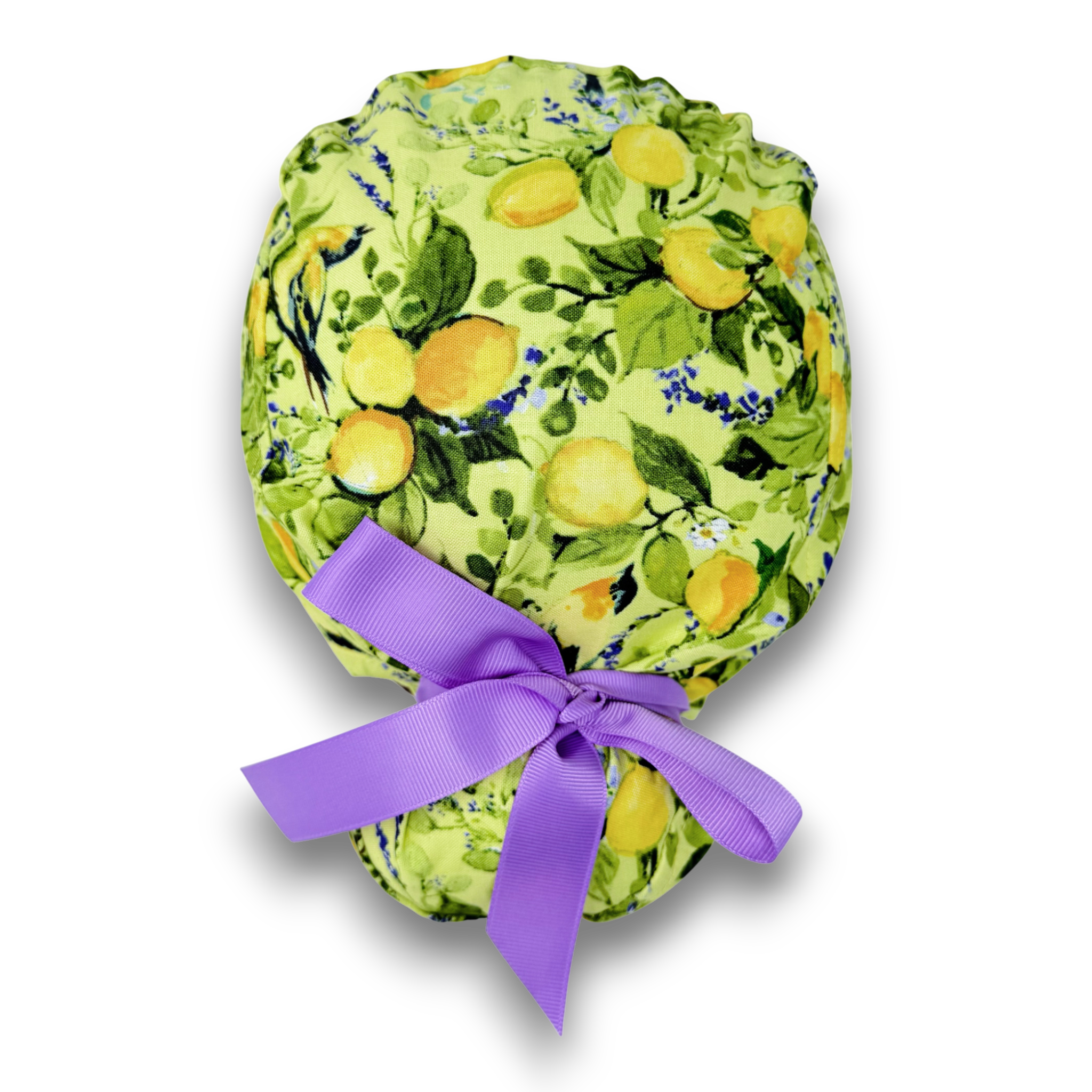 Lemon Euro scrub cap with ties for Women by Paradise Caps. Euro PLUS style.