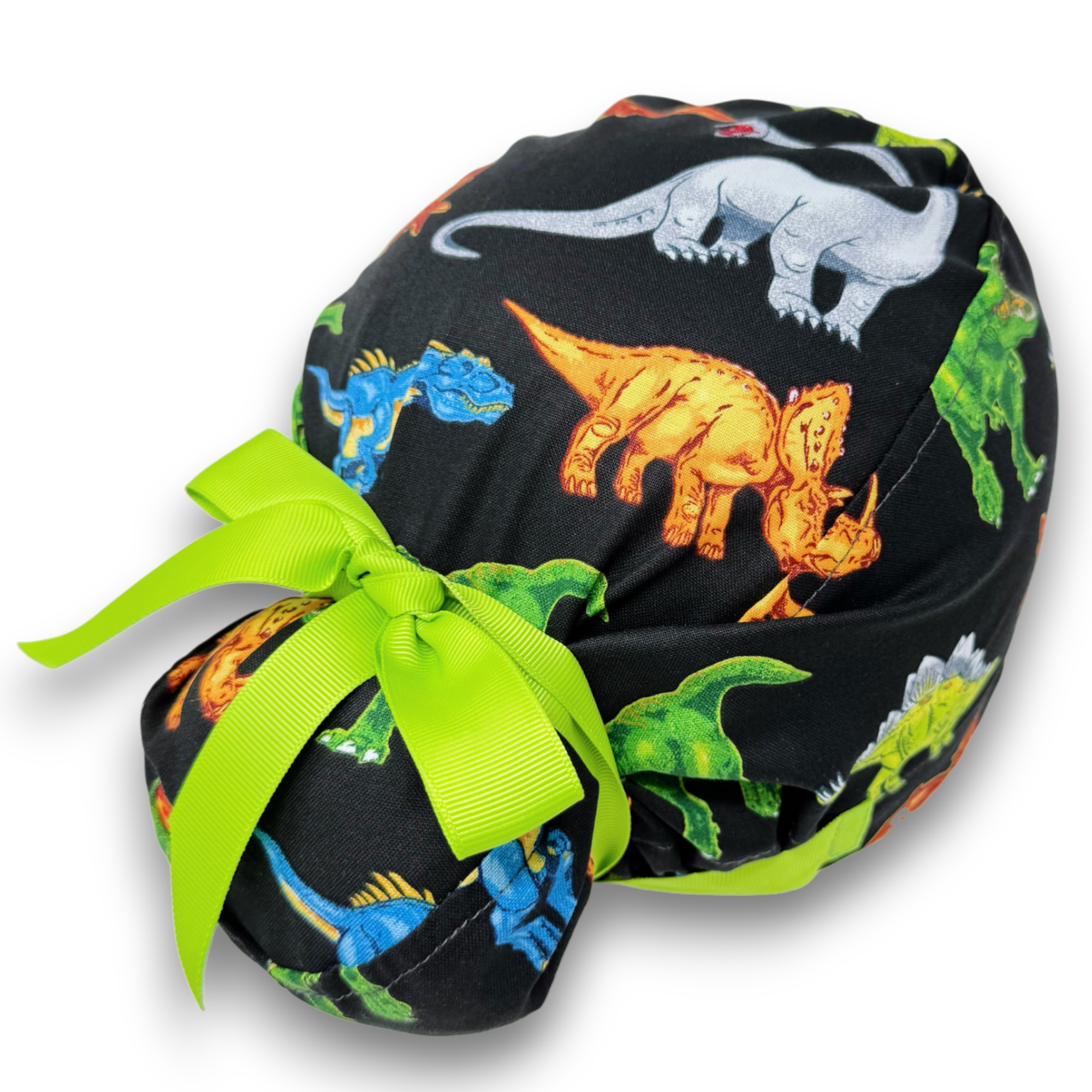 Dinosaur Euro scrub cap with ties for Women by Paradise Caps. Euro PLUS style.
