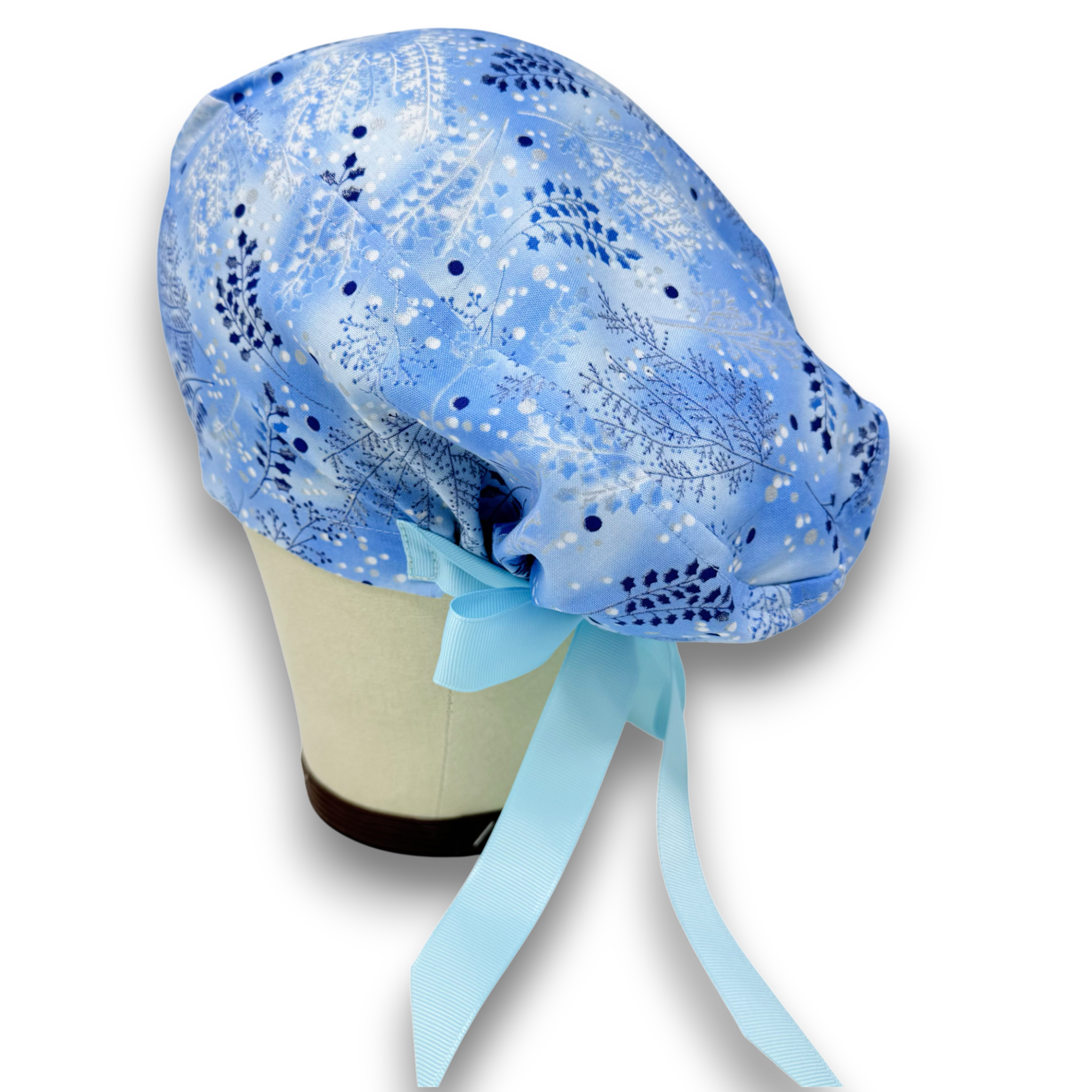 Snowy Forest Euro scrub cap with ties for Women by Paradise Caps. Euro PLUS style.