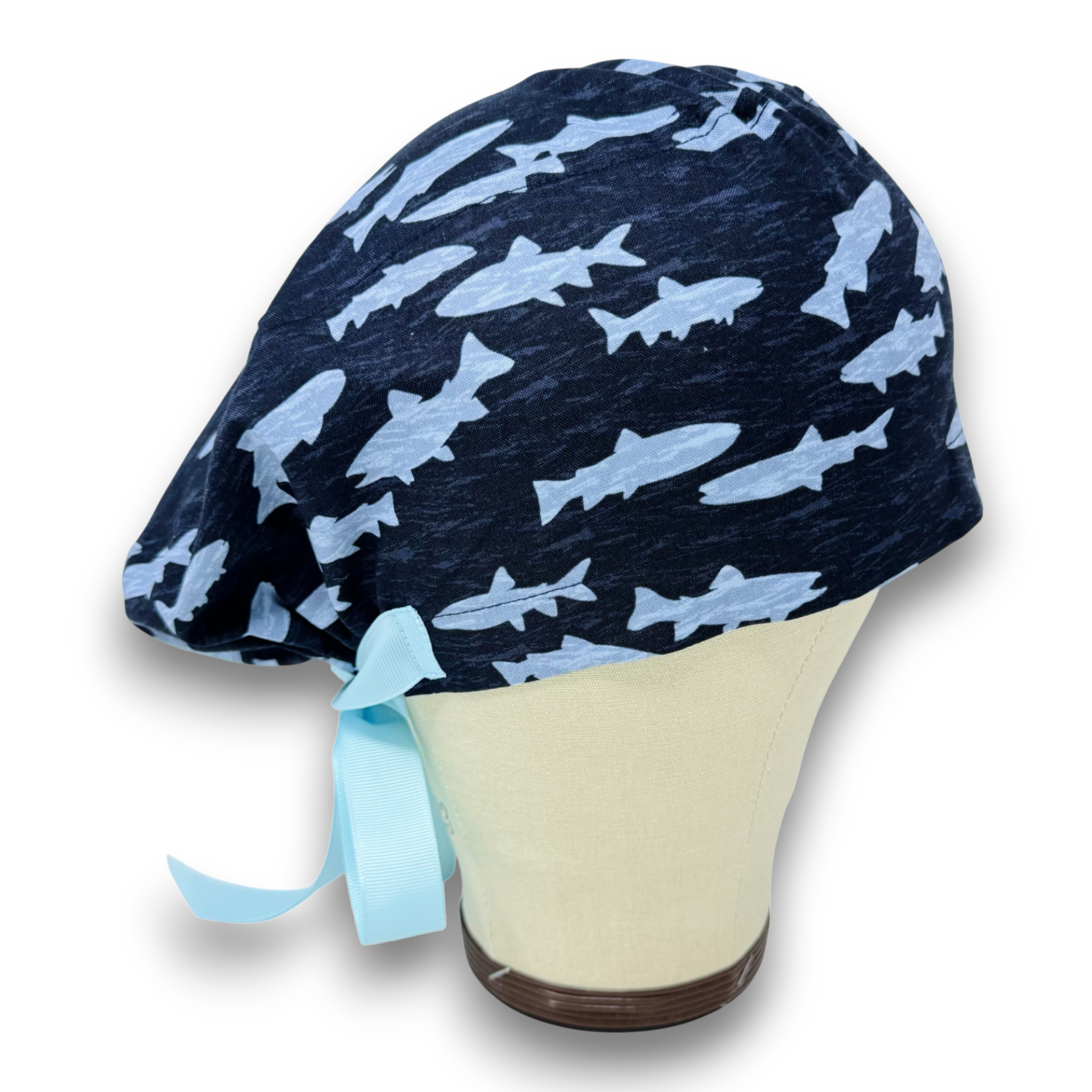 Shark Euro scrub cap with ties for Women by Paradise Caps. Euro PLUS style.