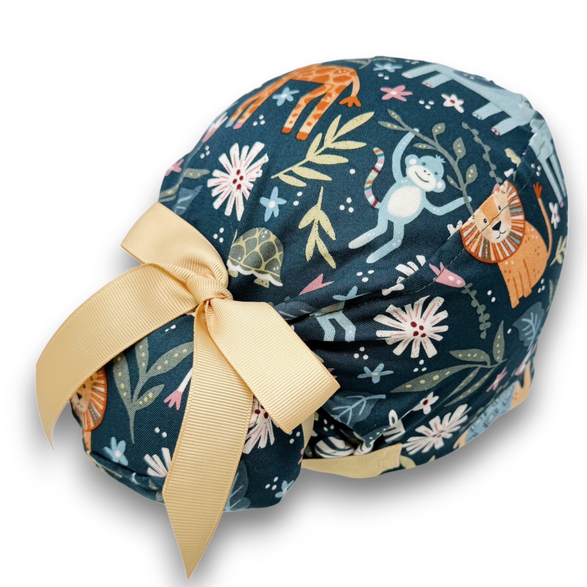 Wild animal Euro scrub cap with ties for Women by Paradise Caps. Euro PLUS style.