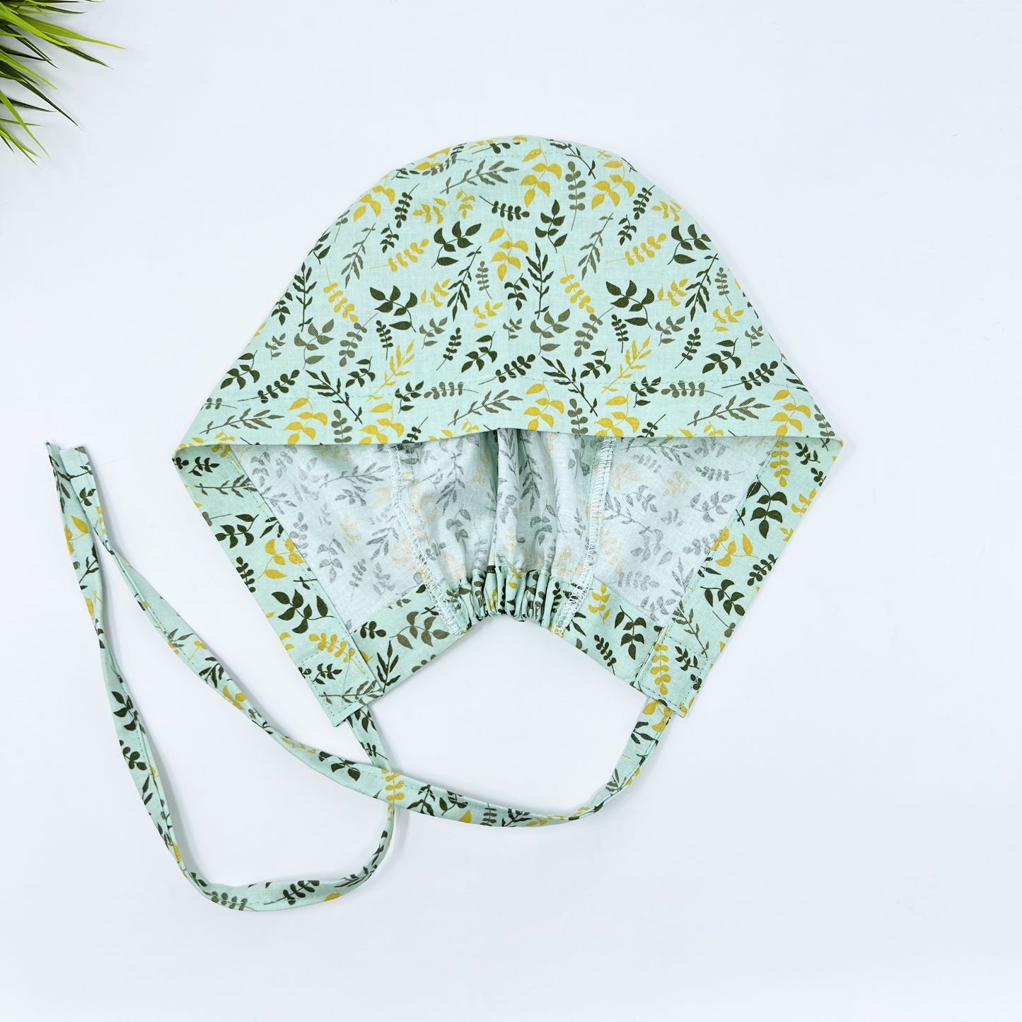 LEAVES MINT Surgical Cap -Customizable Cotton Hat with Optional Satin Lining & Buttoned Ear Saver -Unisex Medical Headwear