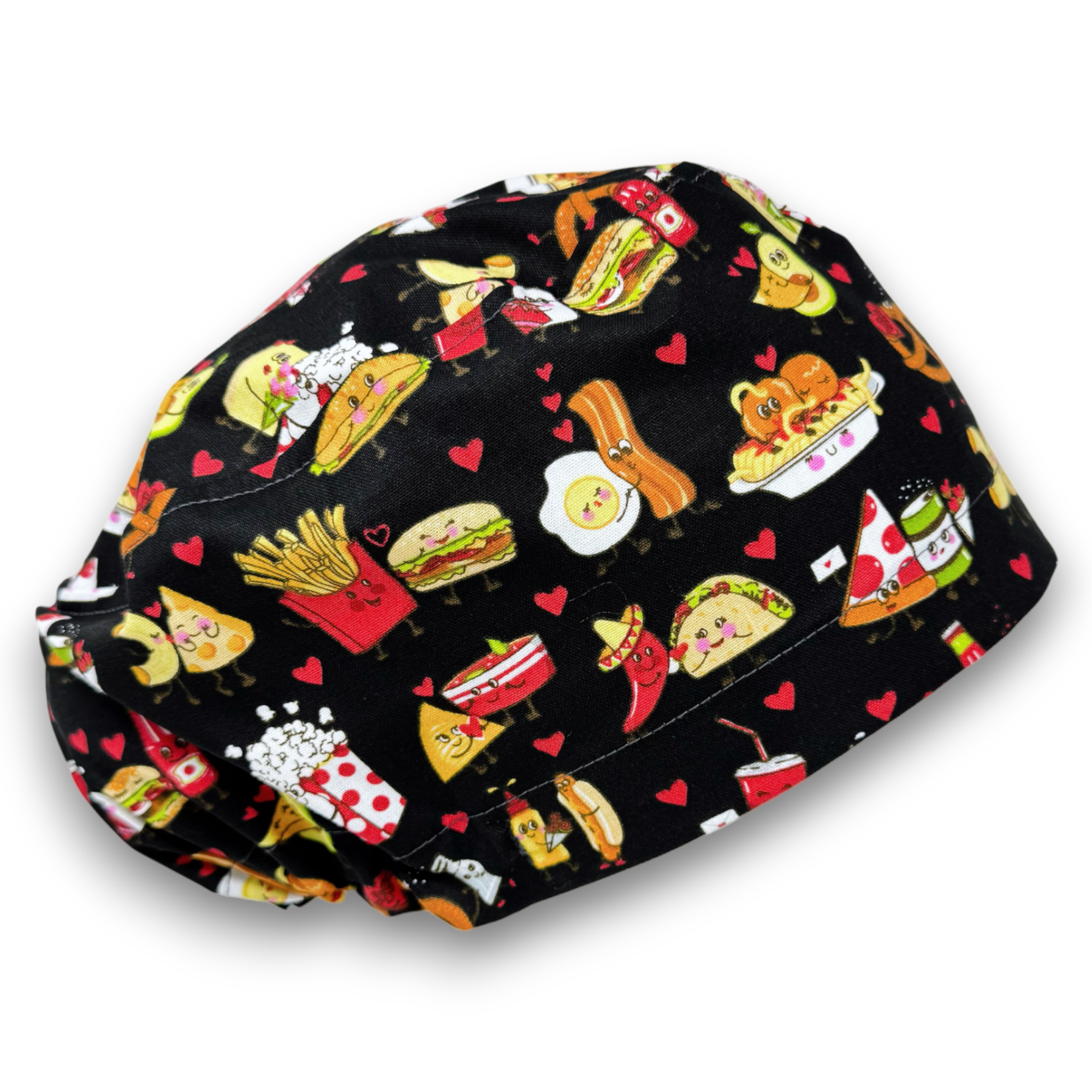 Food with Love Euro Scrub Cap for Women with Satin Lined Option by Paradise Caps.