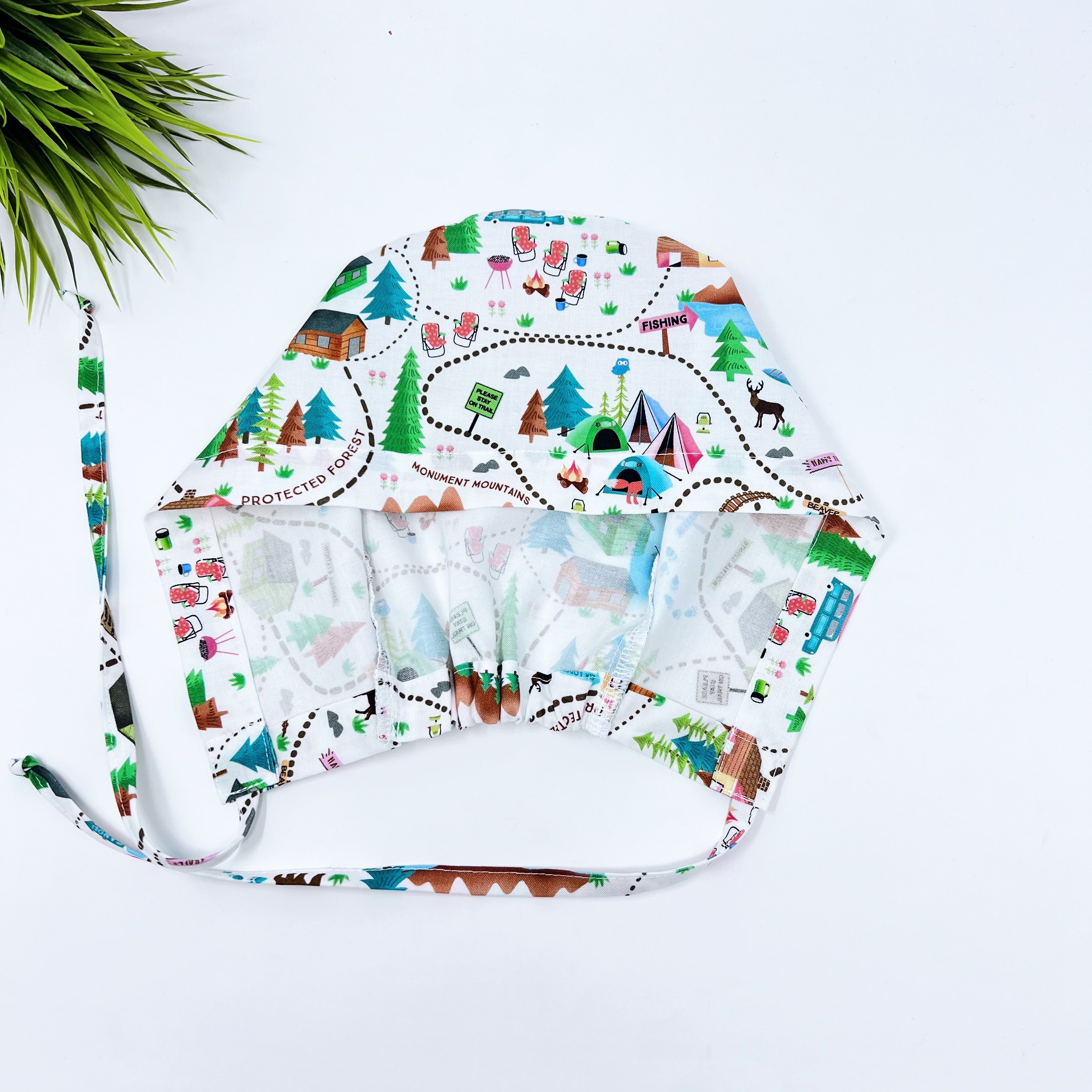 Trail Skull tie-back style surgical scrub cap by Paradise Caps.