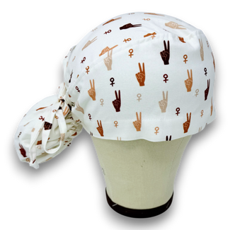 Pediatric Ponytail scrub cap for women with satin lined option by Paradise Caps.