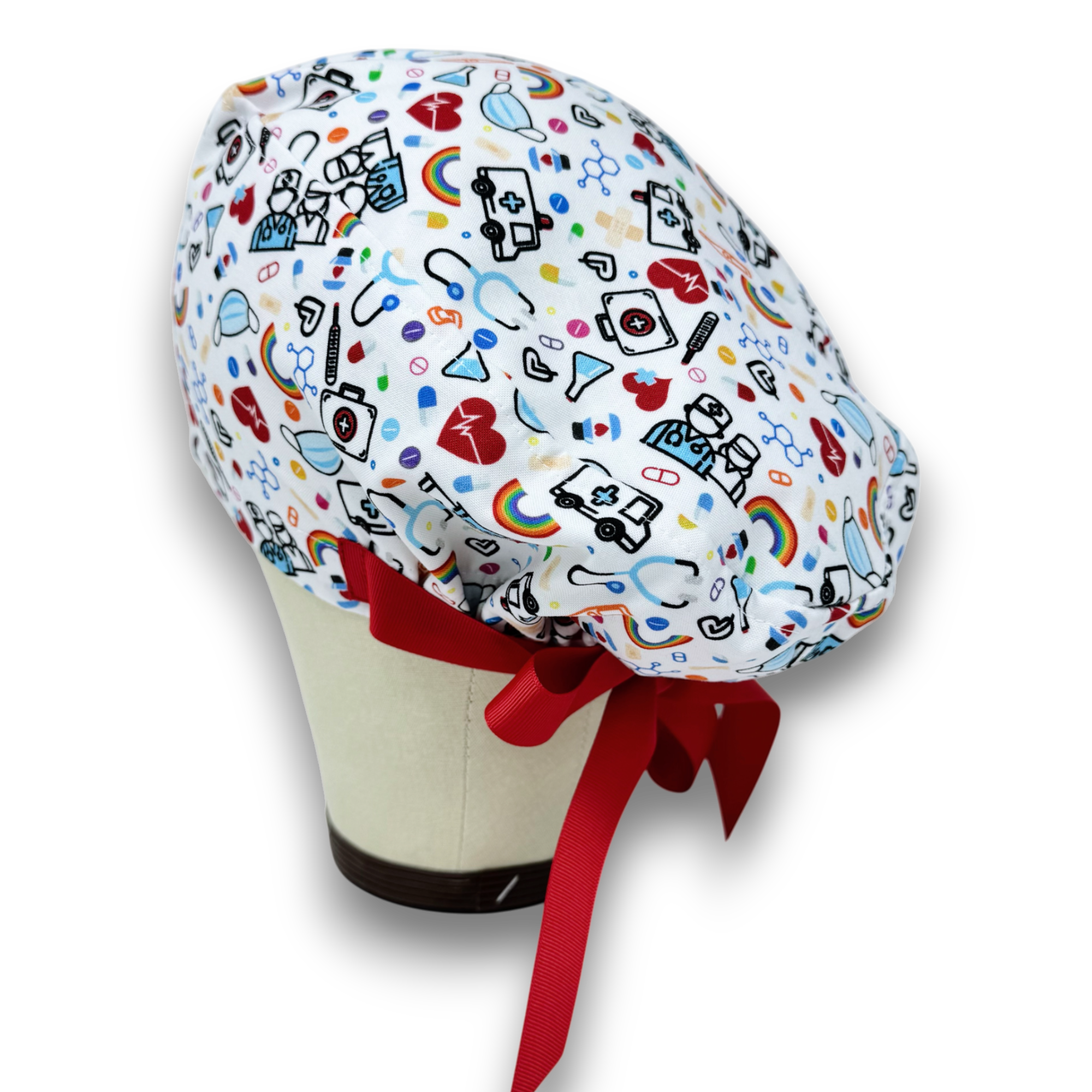 Medical Euro scrub cap with ties for Women by Paradise Caps. Euro PLUS style.