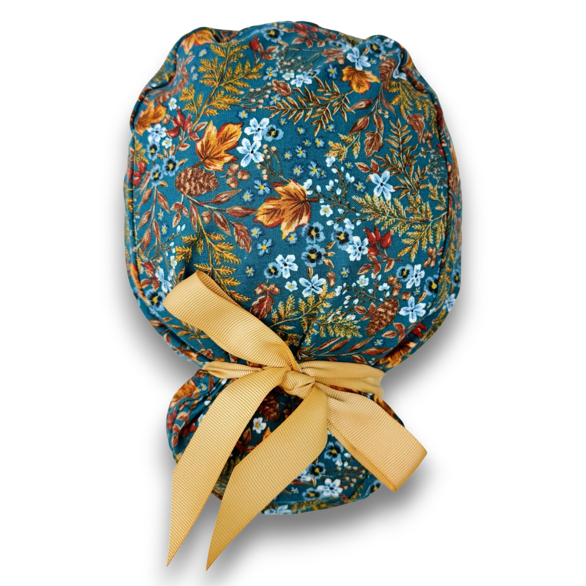 Fall leaves Euro scrub cap with ties for Women by Paradise Caps. Euro PLUS style.