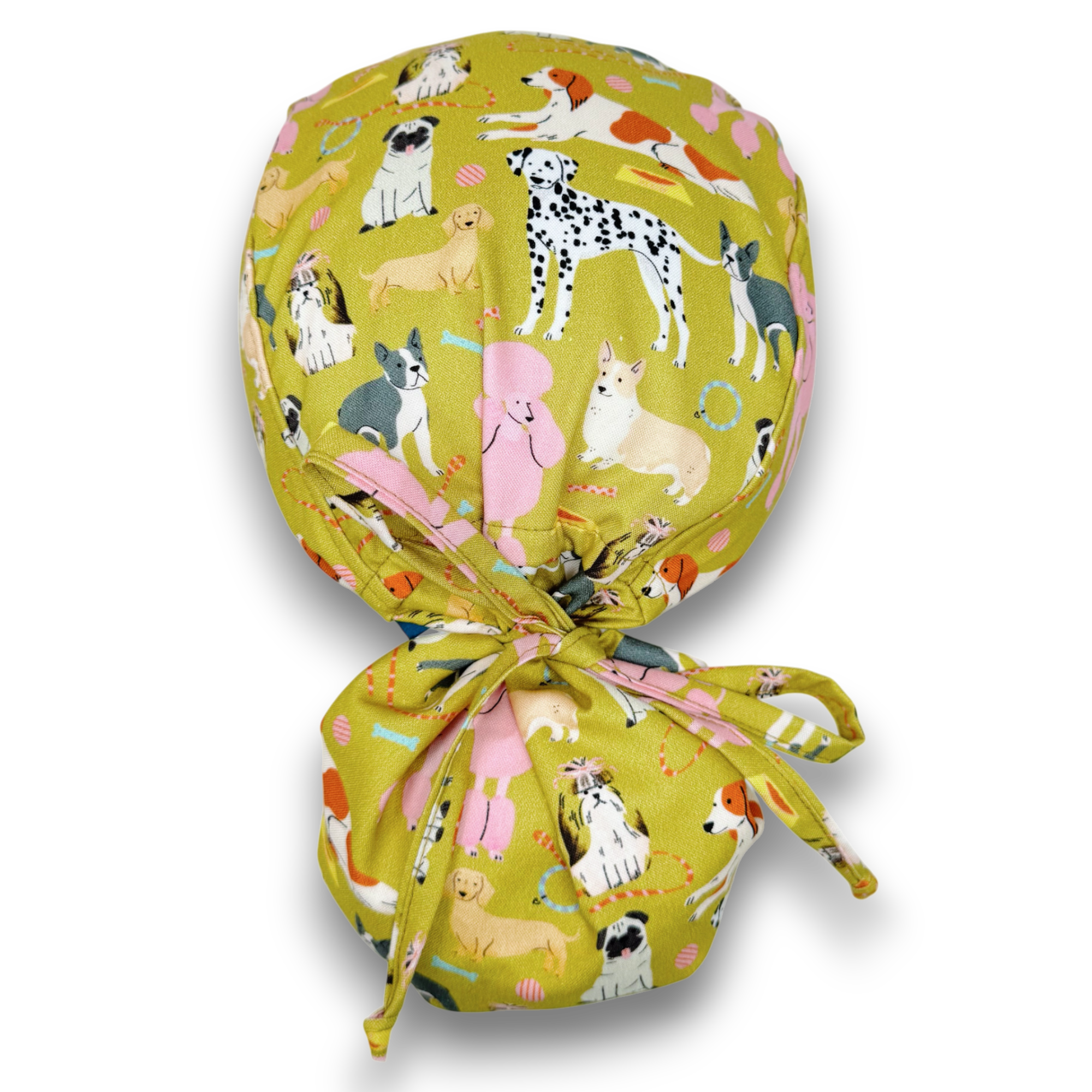 Dog Ponytail scrub cap by Paradise Caps. Funny Surgical cap for women with satin lined option.