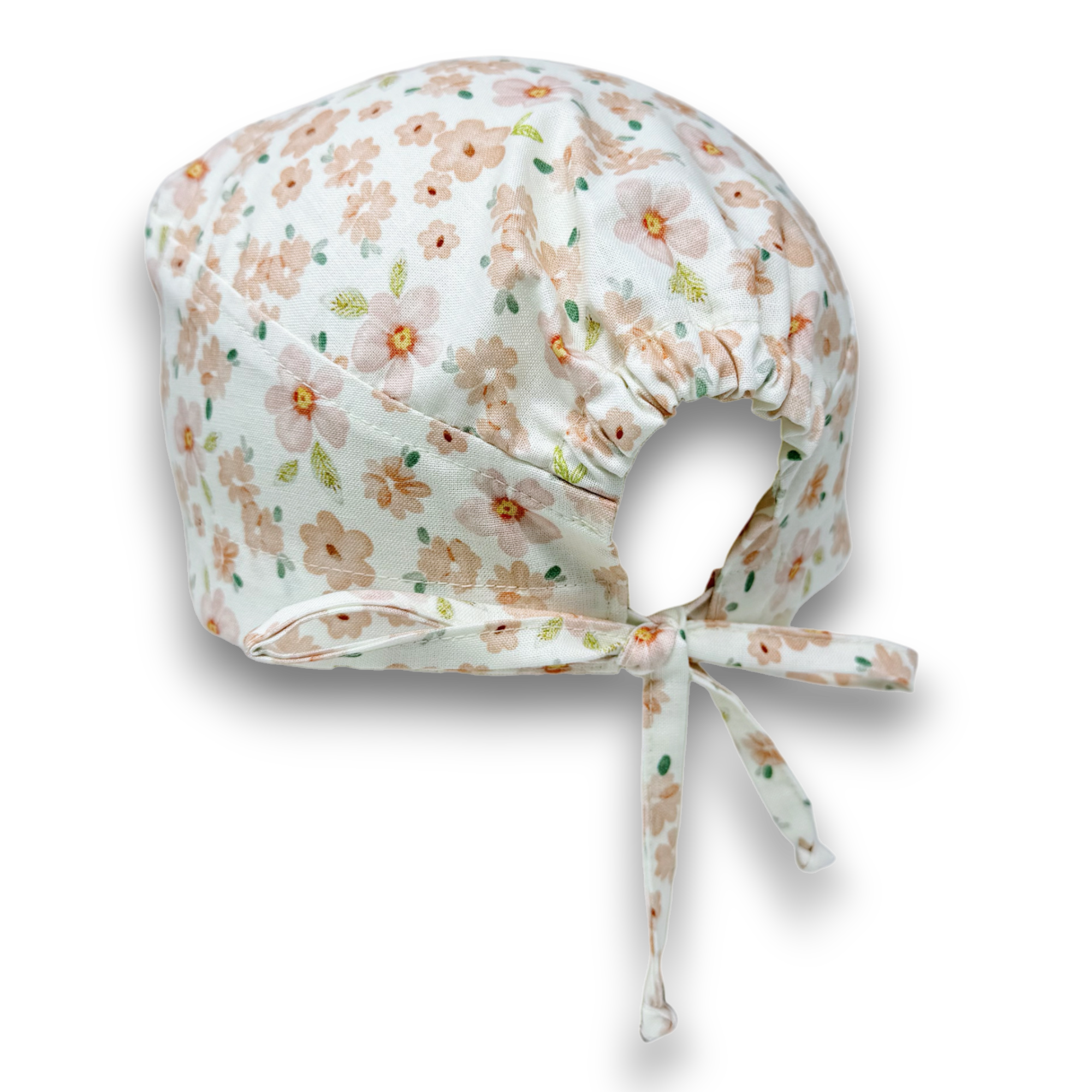 Flower Skull tie-back style surgical scrub cap for men by Paradise Caps.