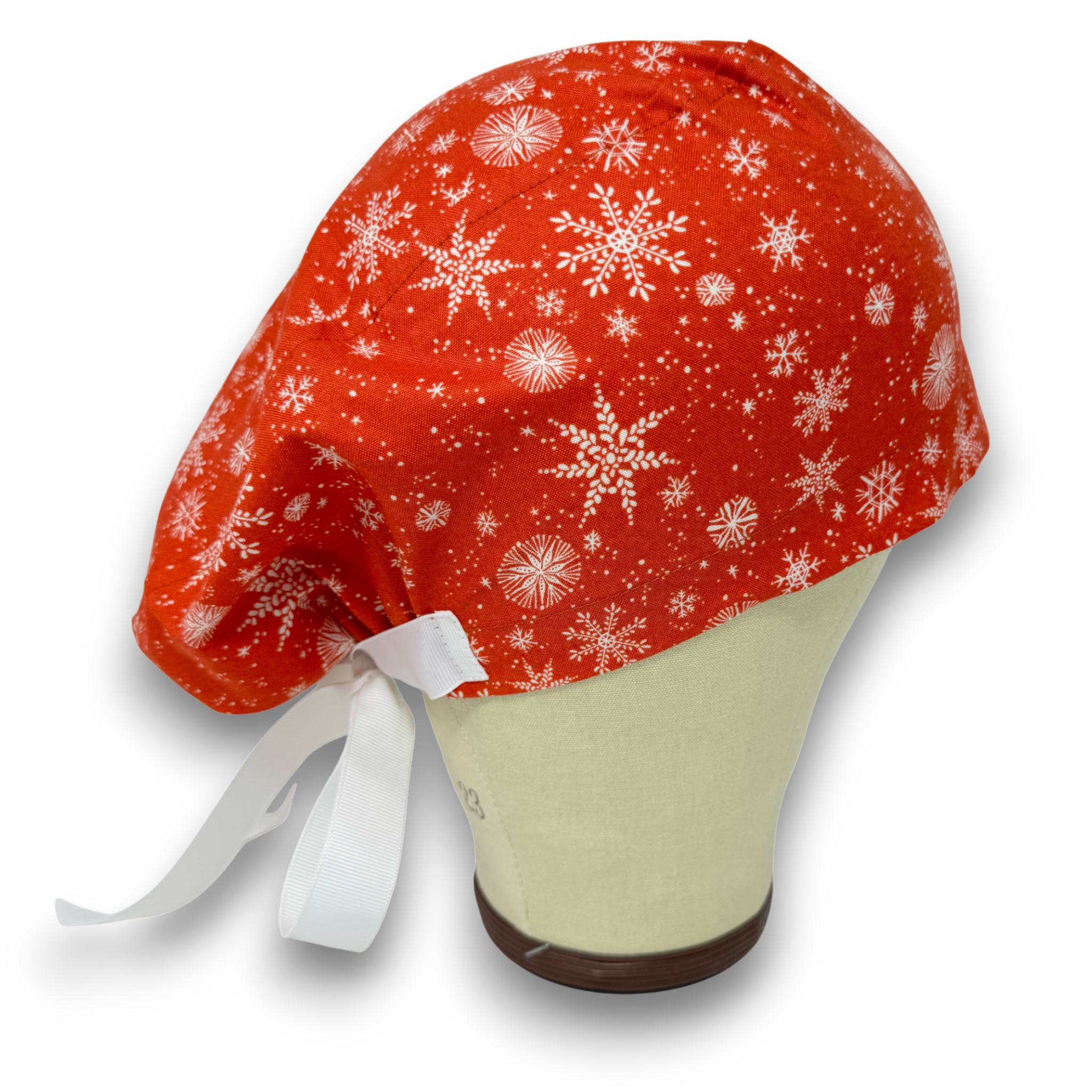 Christmas Euro scrub cap with ties for Women by Paradise Caps. Euro PLUS style.