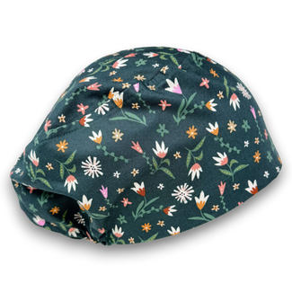 Flowers Euro Scrub Cap for Women with Satin Lined Option by Paradise Caps.