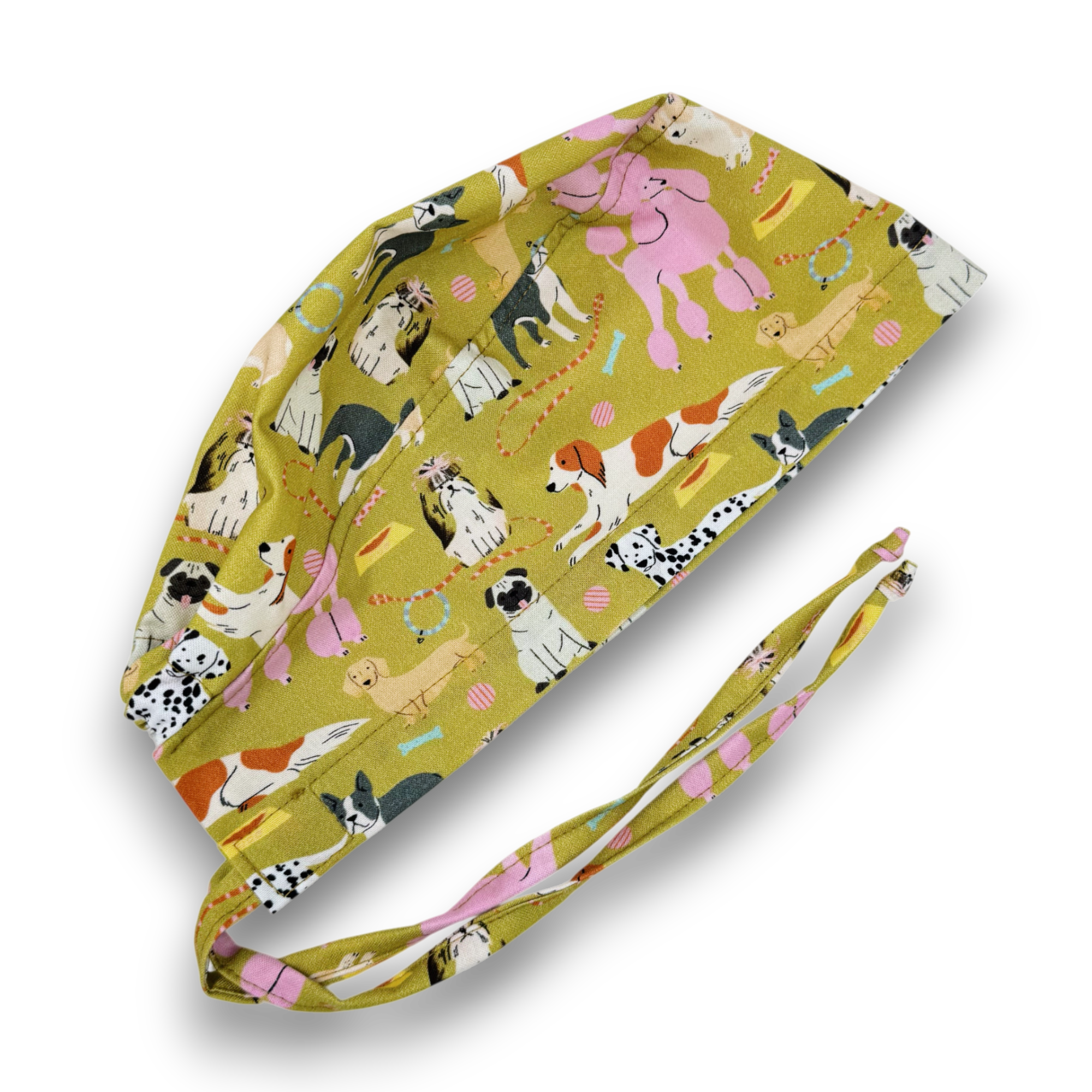Dog Surgical cap for men. Funny tie back scrub hat by Paradise Caps.