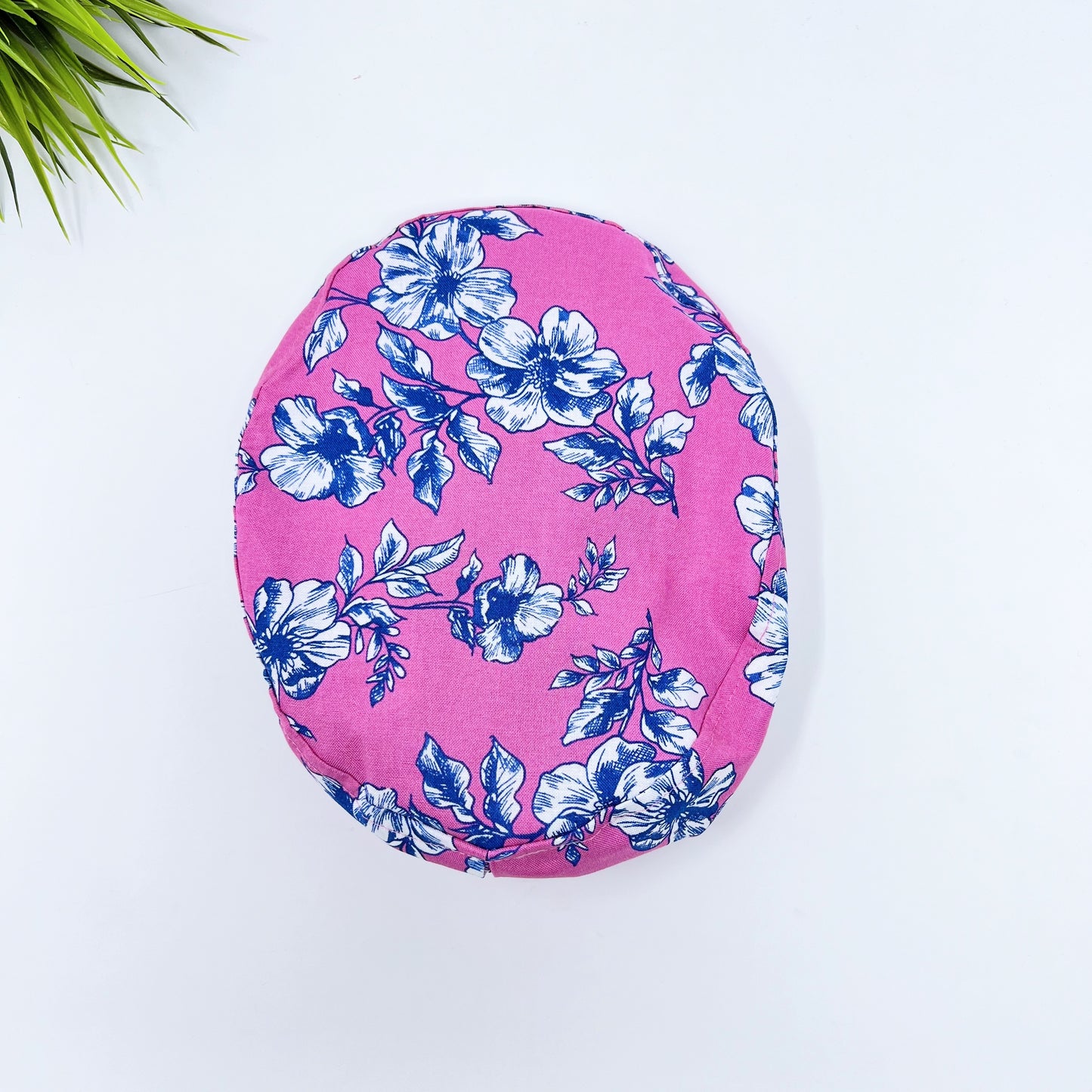 Blue Flowers Euro Scrub Cap for Women, Surgical cap Satin Lined Option