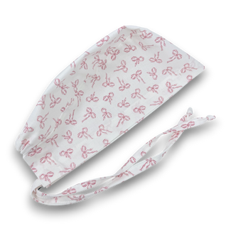 Bow Print skull tie-back style surgical scrub cap by Paradise Caps.