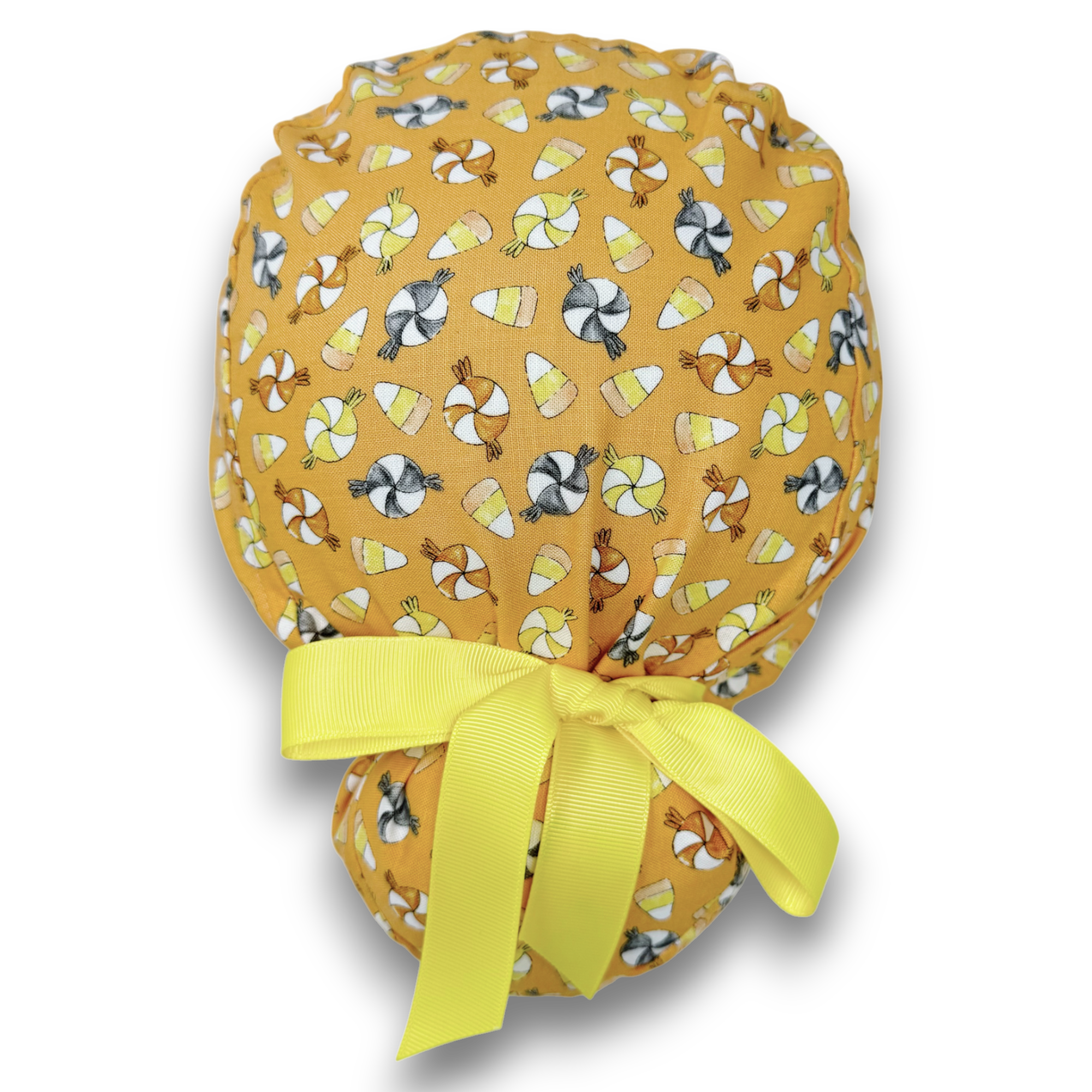 Candy Corn Euro scrub cap with ties for Women by Paradise Caps. Euro PLUS style.
