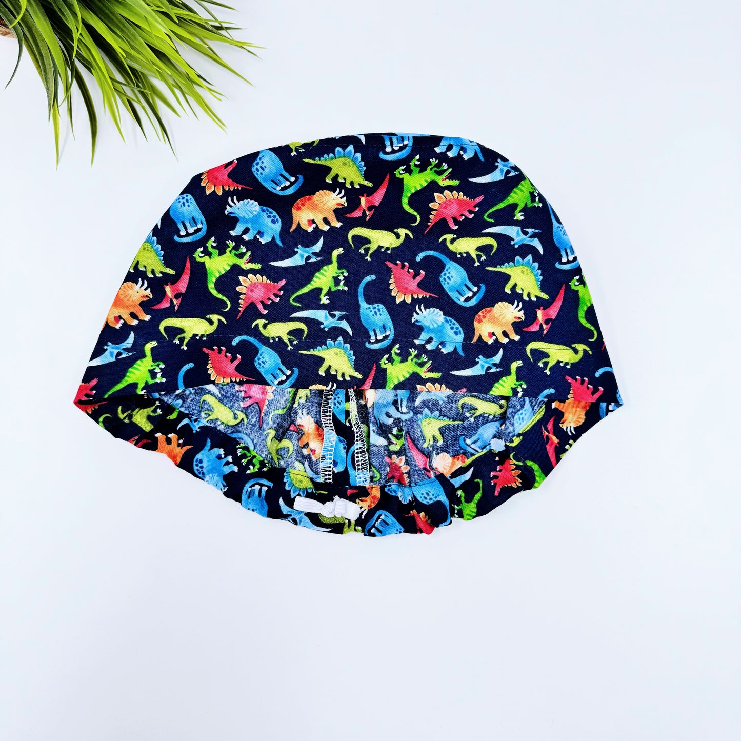 Fashion Dinosaurs Euro Scrub Cap for Women, Surgical cap Satin Lined Option.