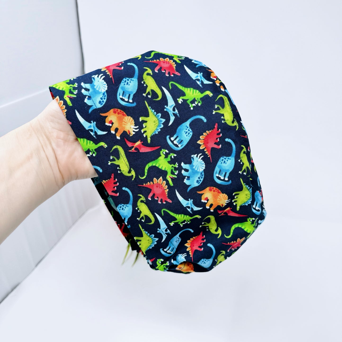 Fashion Dinosaurs Euro Scrub Cap for Women, Surgical cap Satin Lined Option.