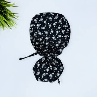 Butterflies Ponytail scrub cap for women with satin lined option by Paradise Caps.
