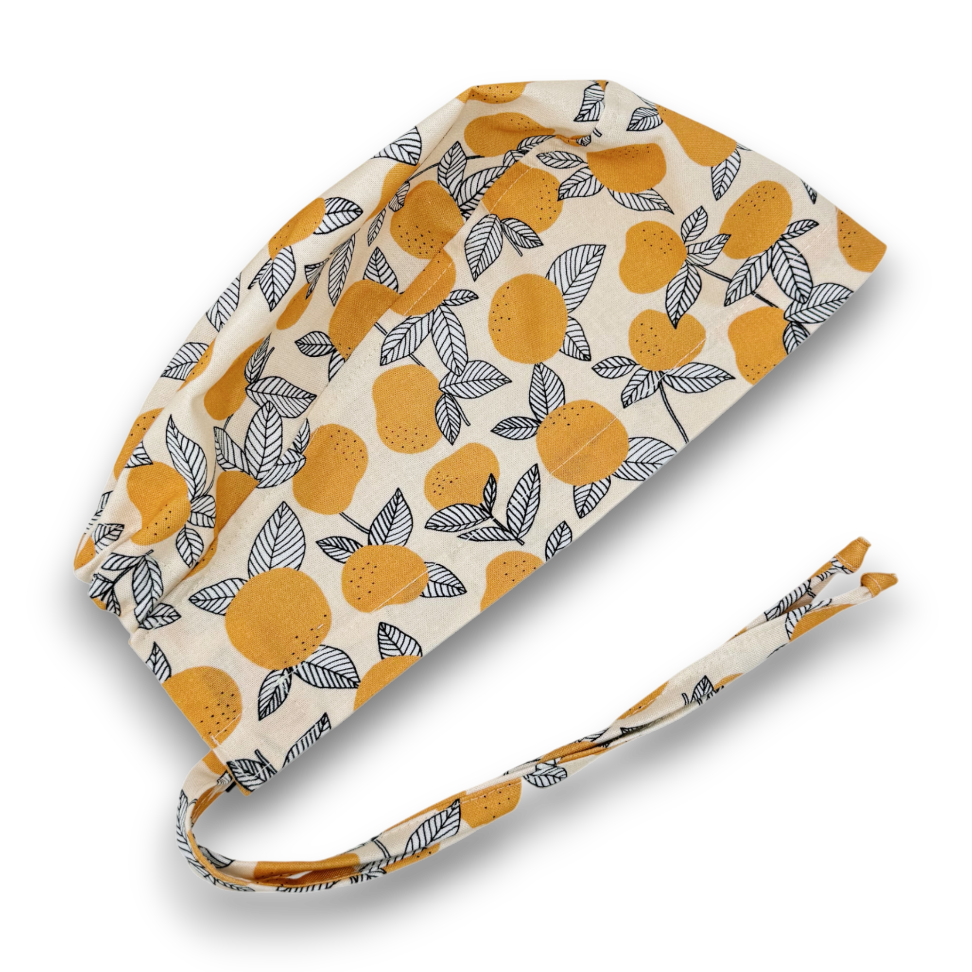 Tangerine Skull tie-back style surgical scrub cap for men by Paradise Caps.