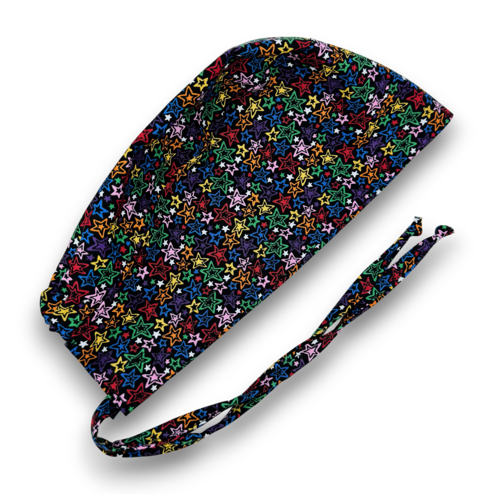 Star Men's surgical cap. Dark skull tie-back style scrub cap by Paradise Caps.