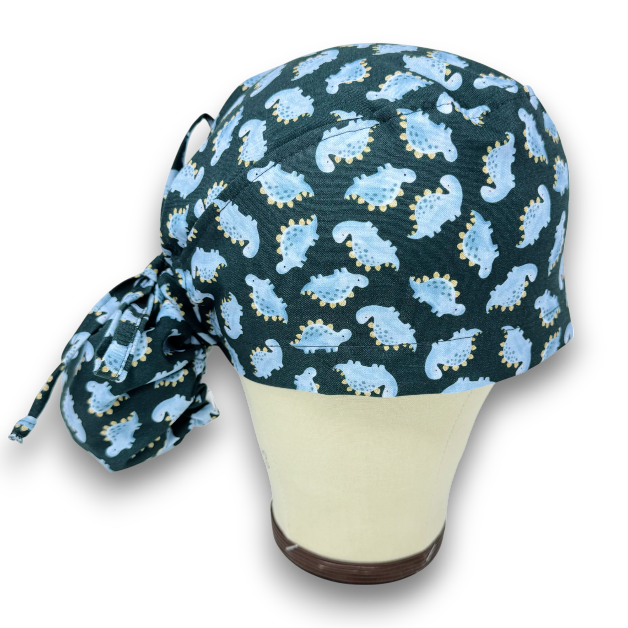 Dinosaur Ponytail scrub cap for women with satin lined option by Paradise Caps.