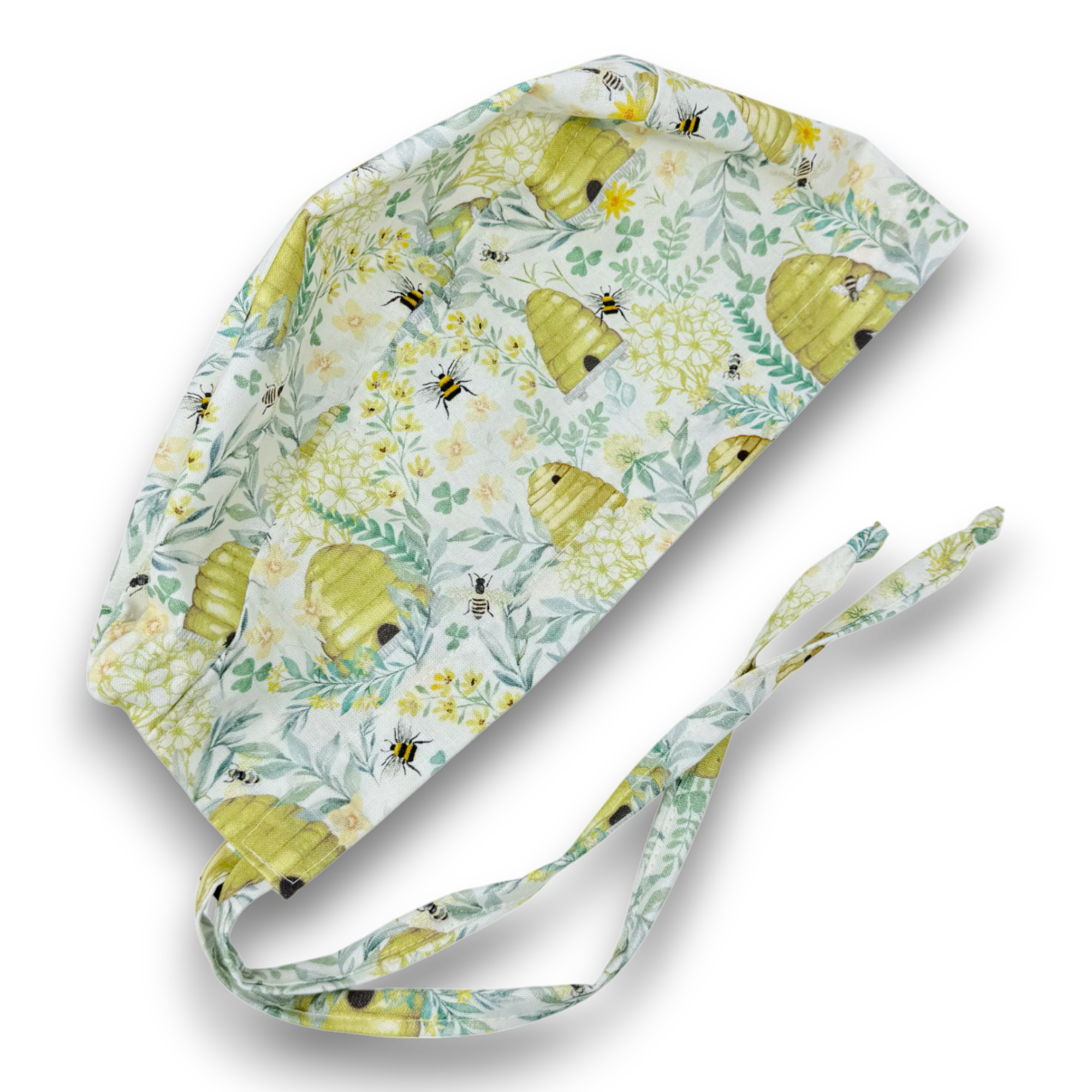 Bee Skull tie-back style surgical scrub cap for men by Paradise Caps.